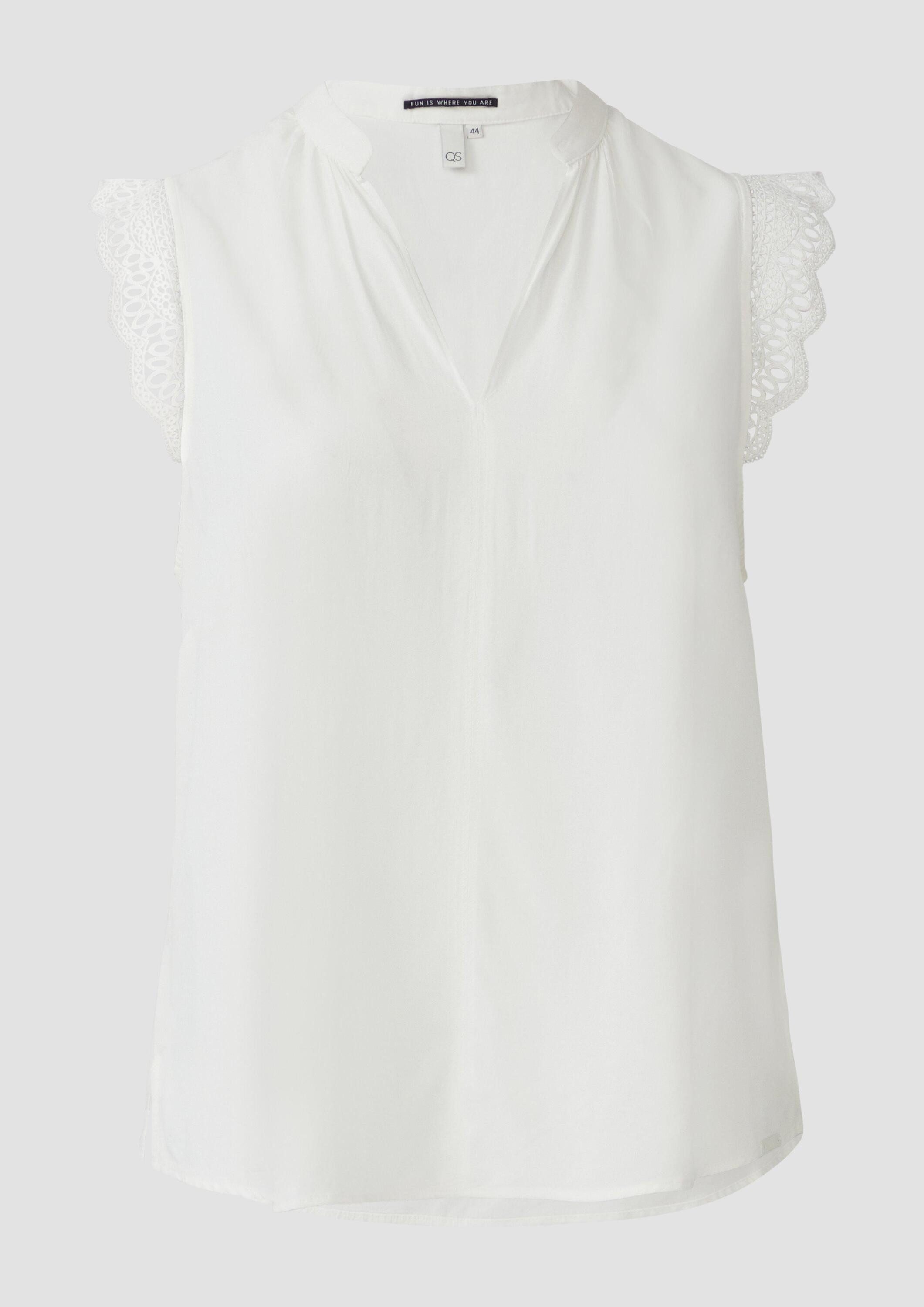 QS Blusentop Bluse Blusentop mit Spitzendetail