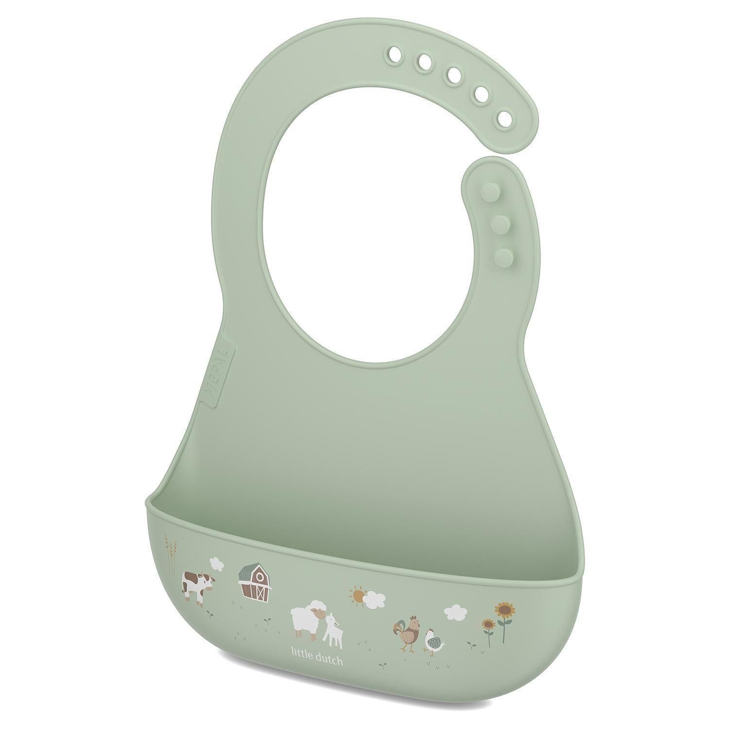 Mepal Lätzchen MIO, 21 x 29 cm, Pastellgrün, Silikon, (1-St), mit Auffangbehälter, 5-fach verstellbarer Verschluss