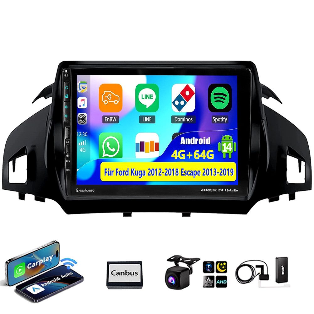 Für Ford Escape 2013-2019 Kuga 2012-2018 C-Max EQ SWC Navi Carplay Autoradio