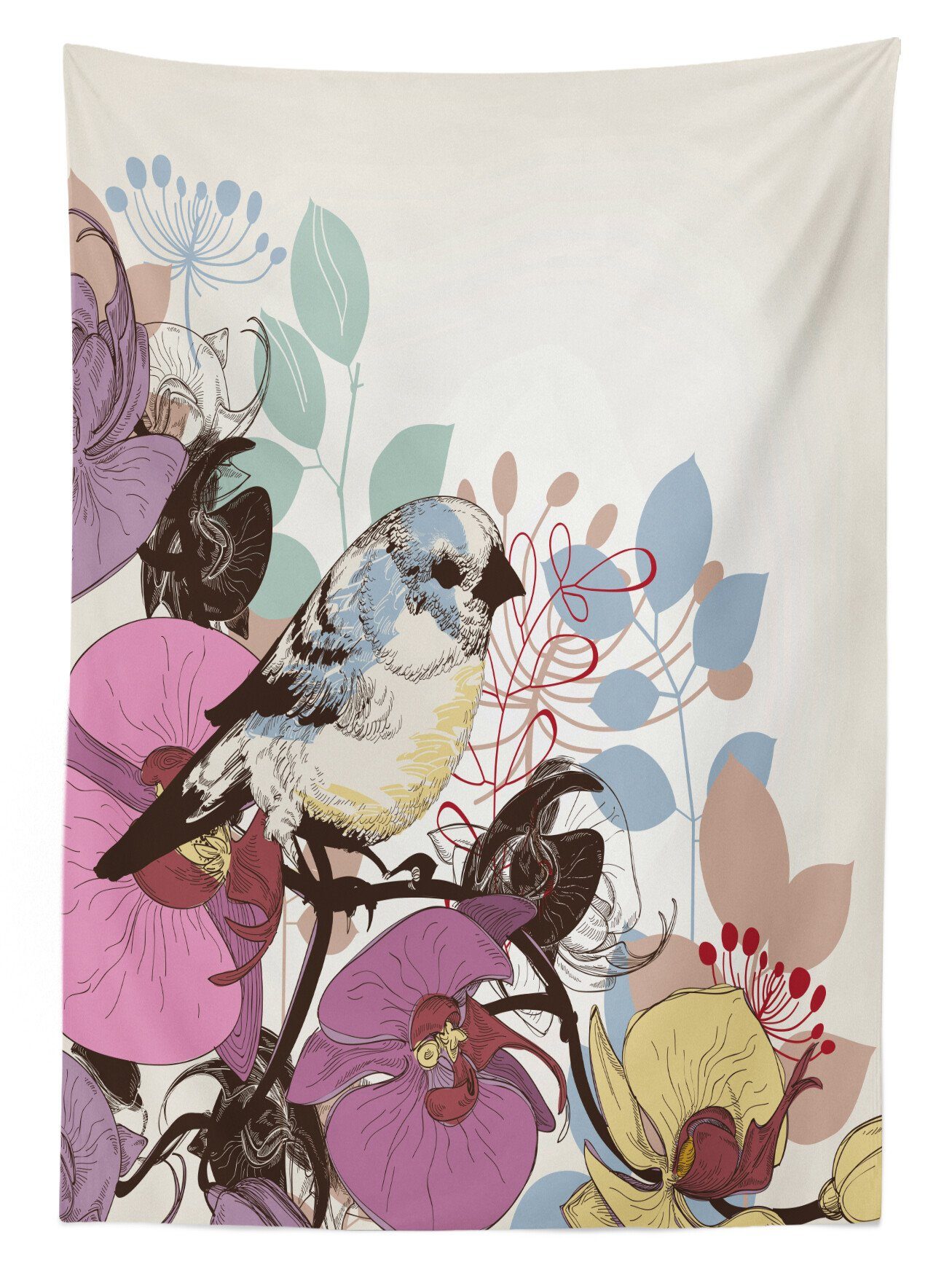Für Farben, Bereich den Farbfest Abakuhaus Orchideen Außen geeignet auf Vogel Klare Waschbar Tischdecke Blumen