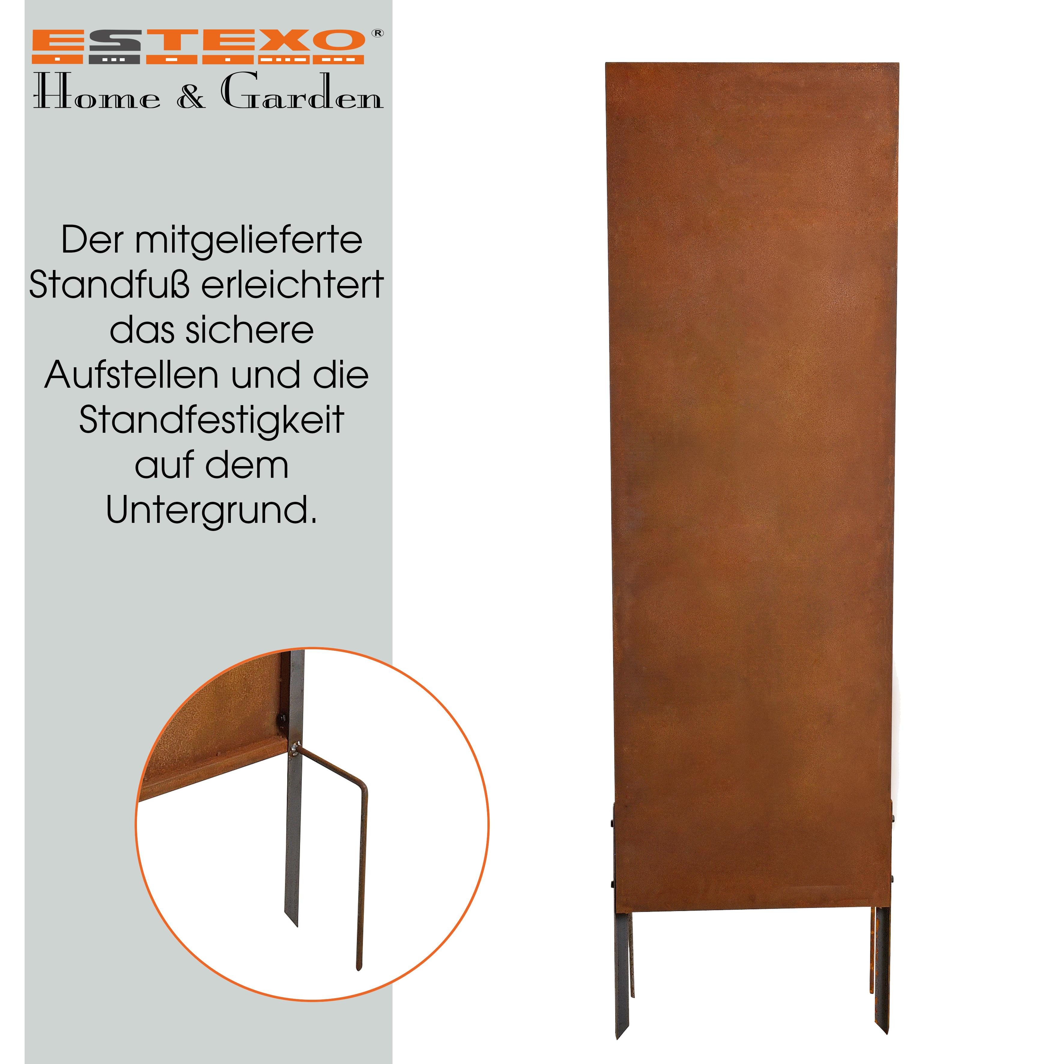 ESTEXO Sichtschutzelement Metall Gartenzaun Sichtschutzwand 170 cm Edelrost Sichtschutz-Elemen