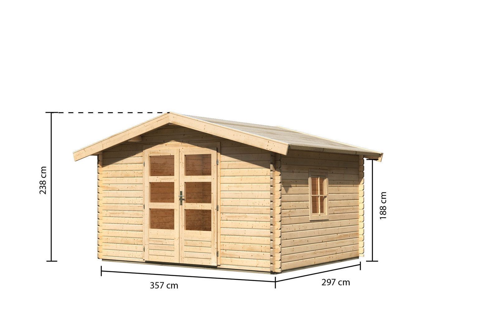Karibu Gartenhaus Karibu Gartenhaus Mühlheim, 38mm, 334 x 297 x 238 cm, Modell 4, natur