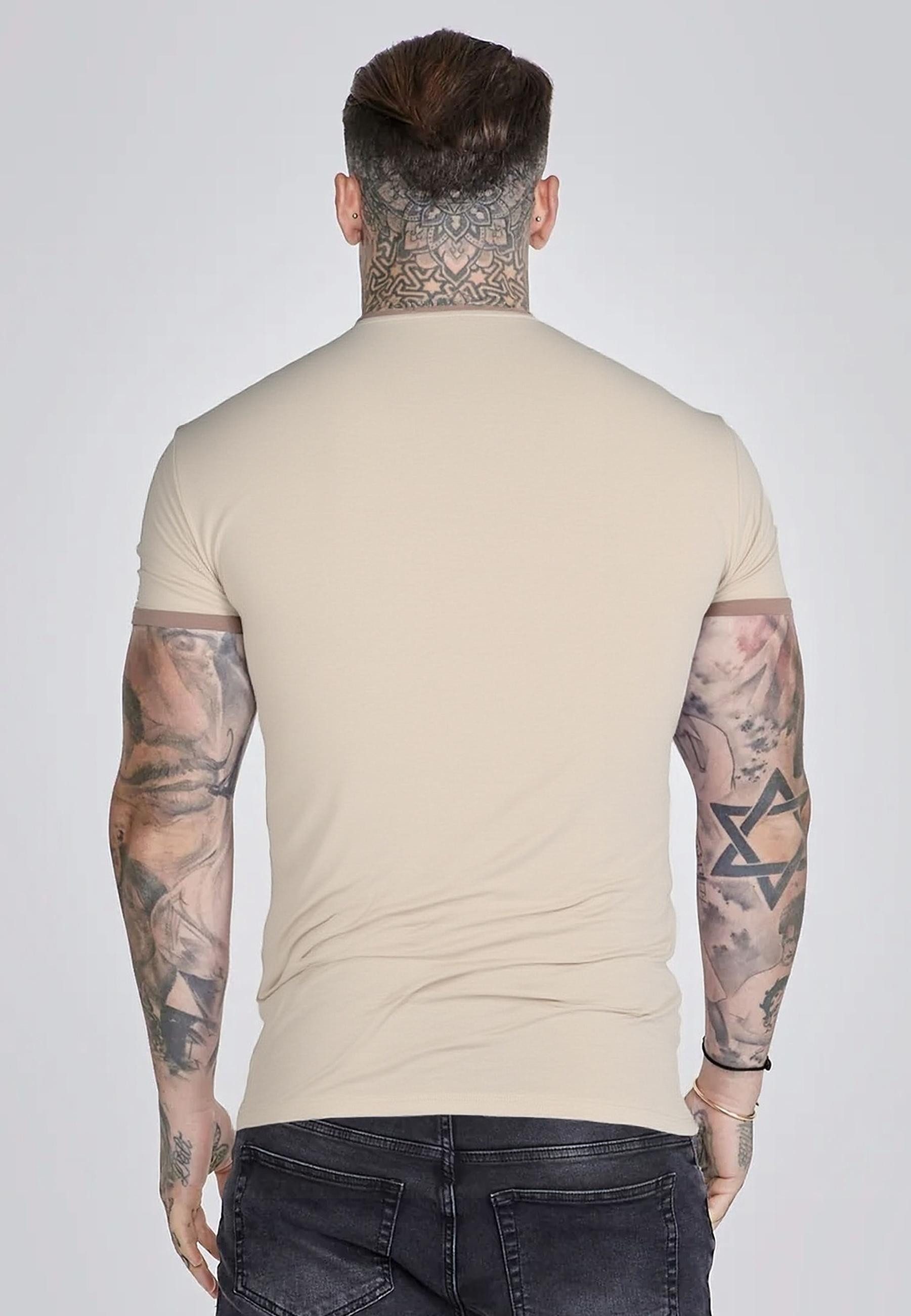 Siksilk T-Shirt SikSilk Herren Ecru Ringer T-Shirt – Bild 4 von 5