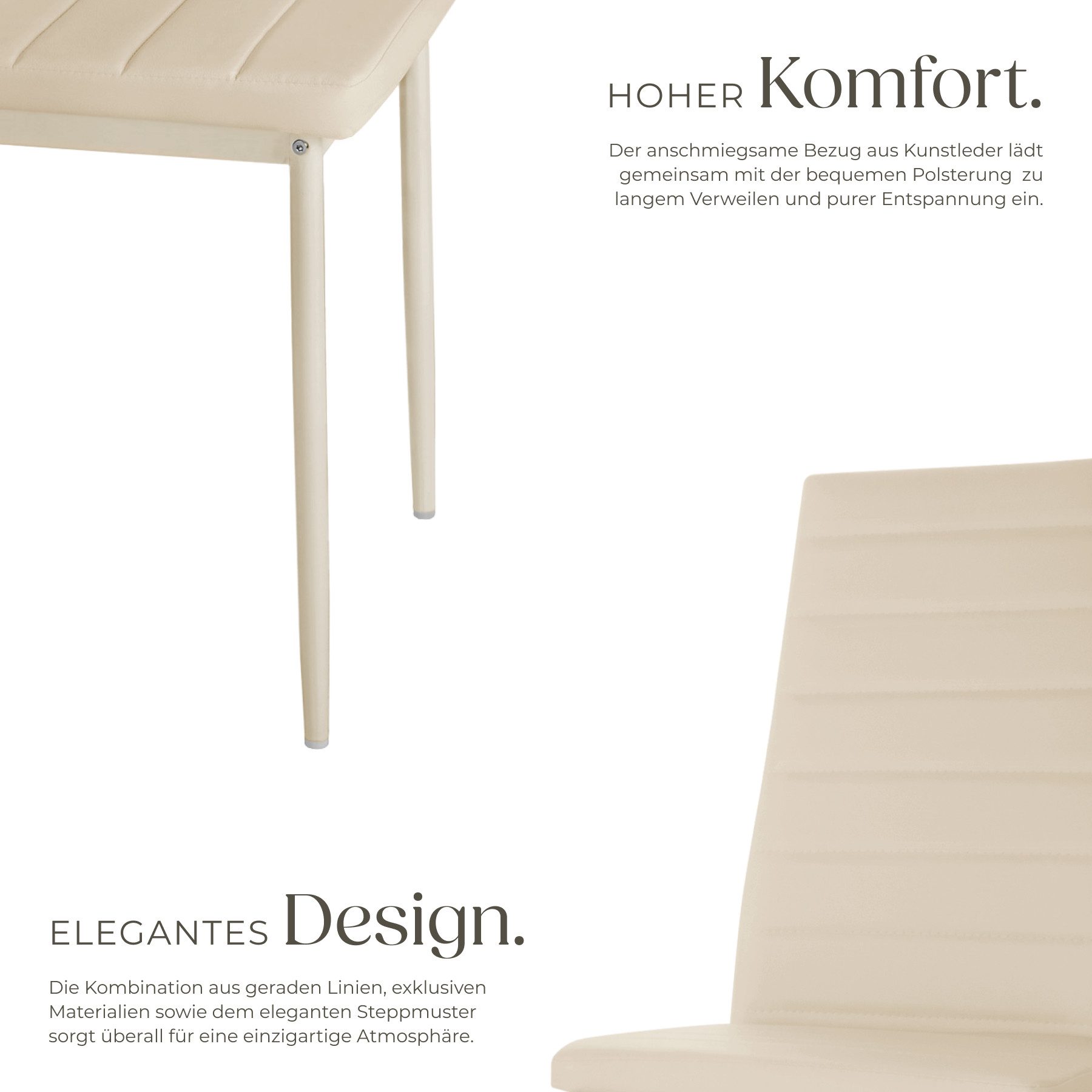 tectake Esszimmerstuhl Küchenstühle Kunstleder (Set, 6 St), Leicht, weich, sehr bequem und verfügen über einen hohen Sitzkomfort