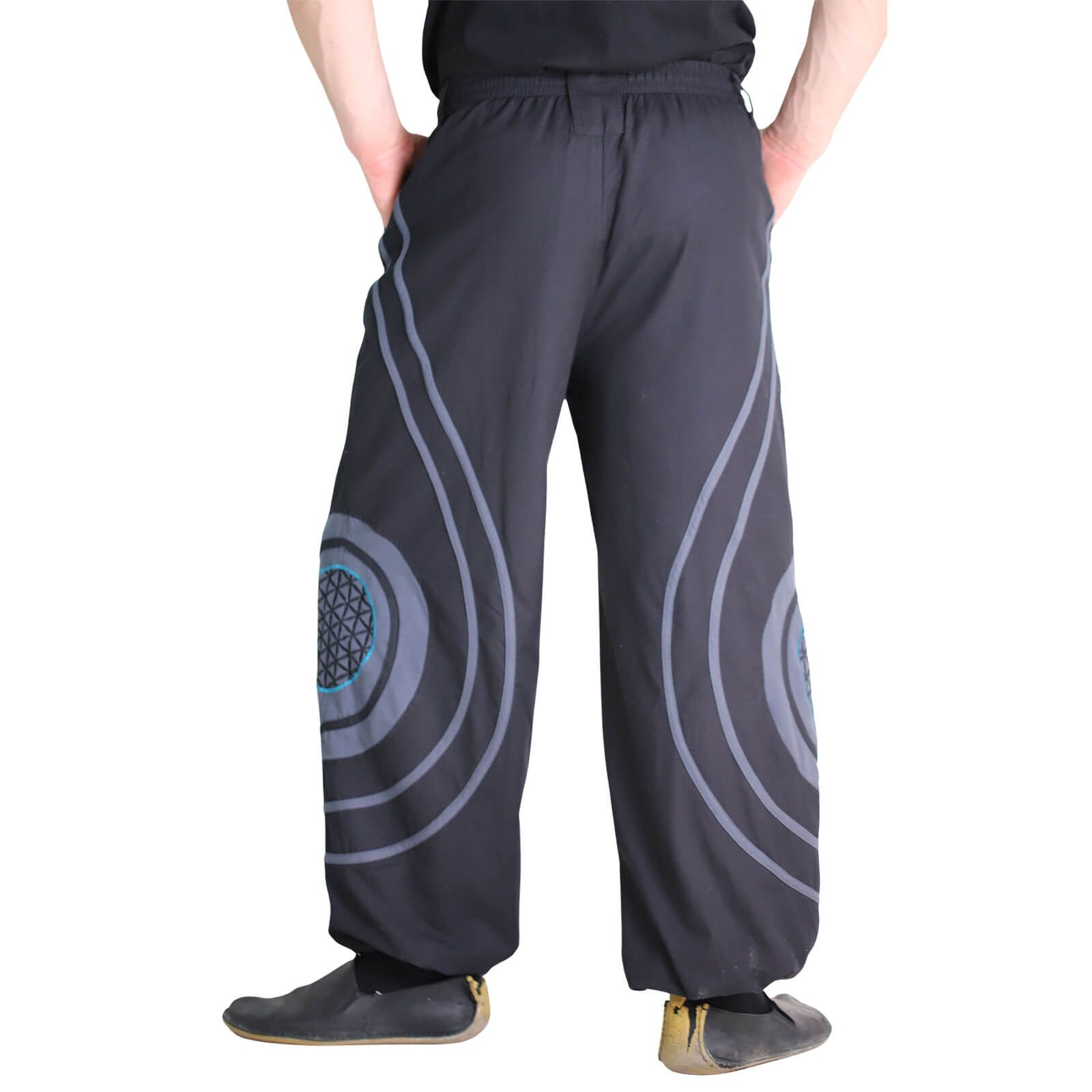 KUNST UND MAGIE Haremshose Hose Blume des Lebens Hippie Pluderhose Kordelzu günstig online kaufen