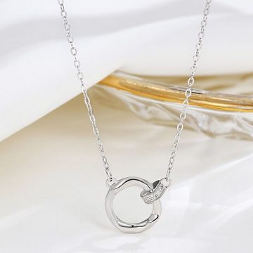 Fivejoy Charm-Kette Damen Silber Halskette mit funkelnden Kreis Anhänger (1-tlg), Kann zu Ihrem Lieblingsoutfit getragen werden