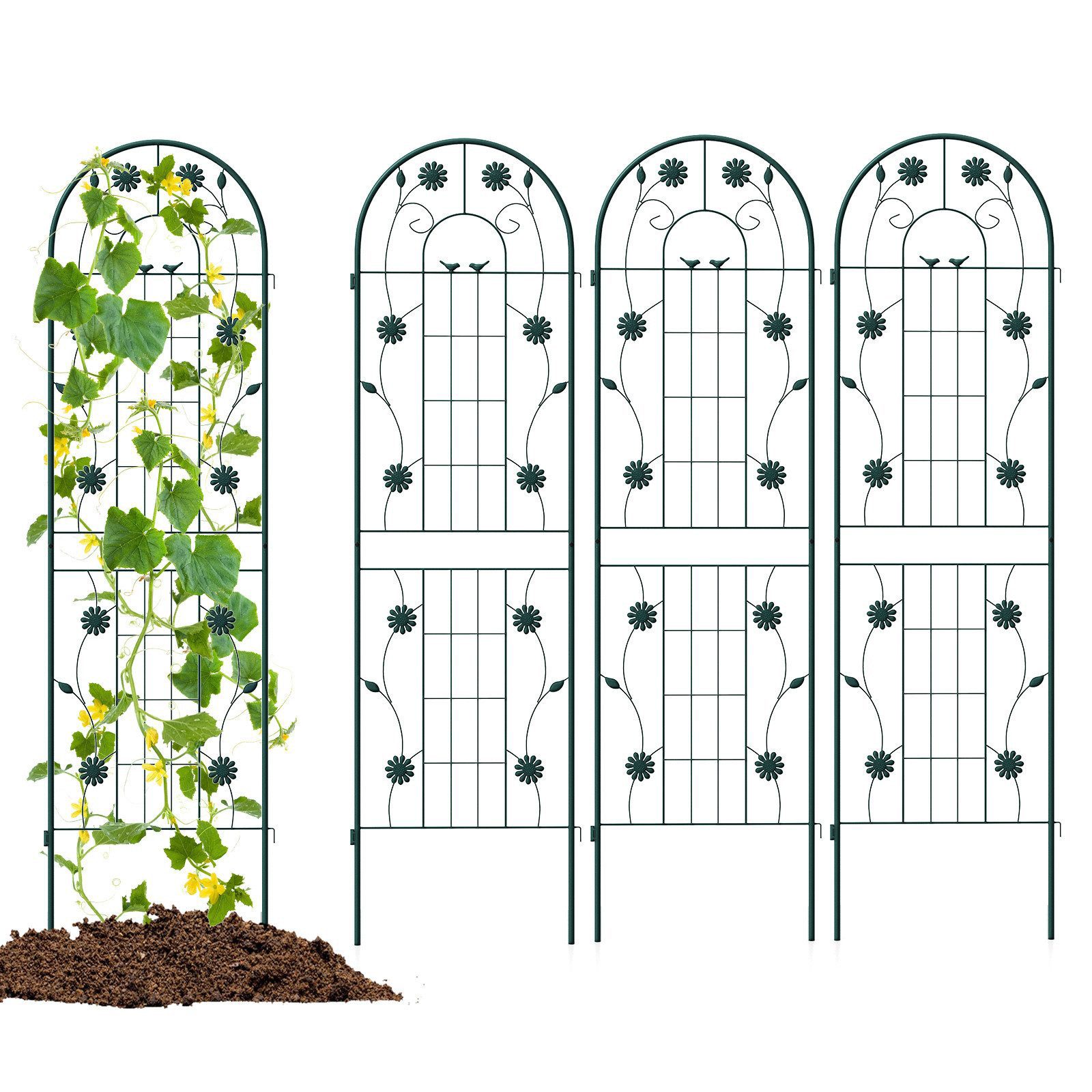 KOMFOTTEU Gartenzaun Sichtschutz Ranknetz, (4-St), aus Metall, Rankhilfe 180/220cm hoch