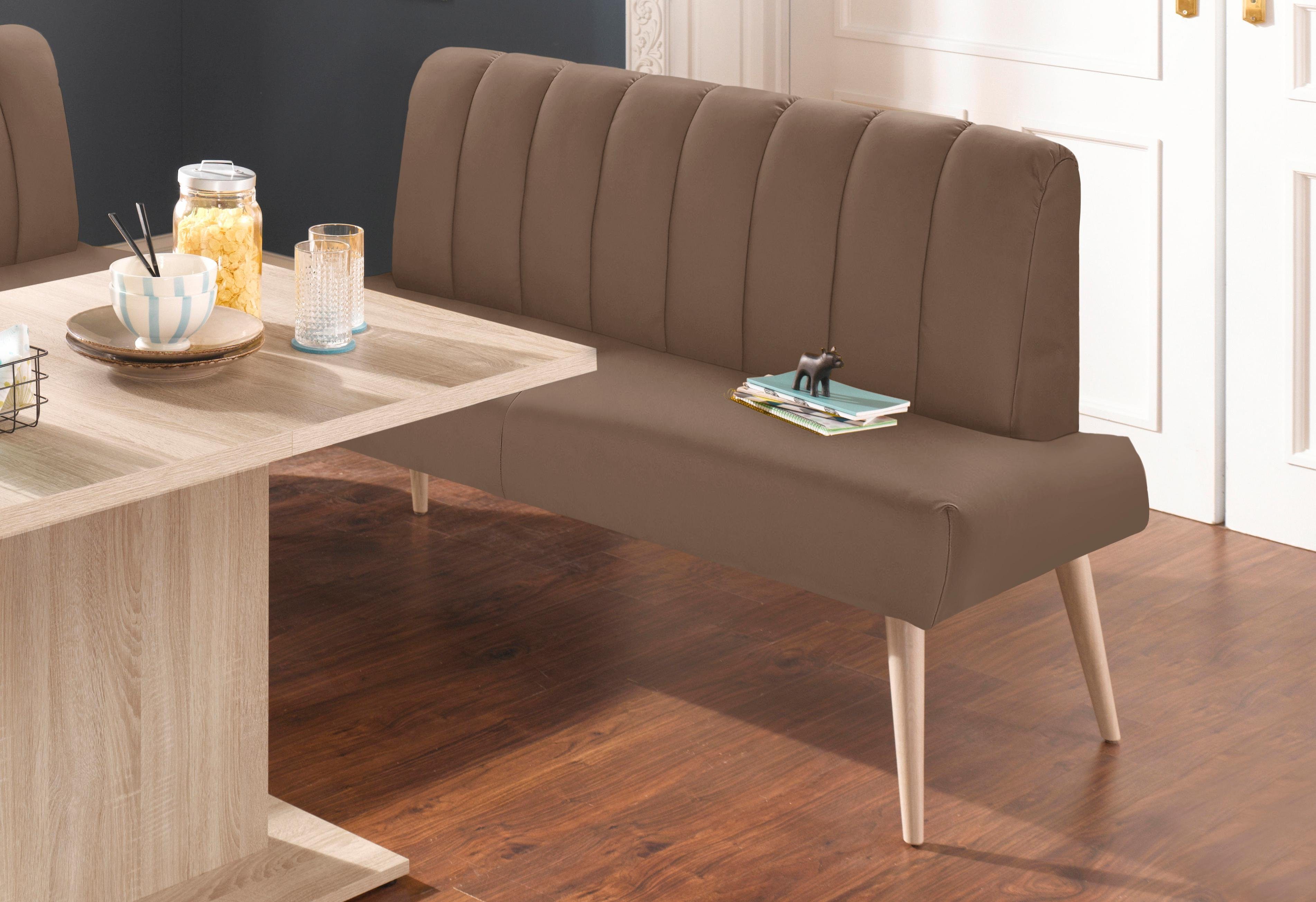exxpo - sofa fashion Sitzbank Costa, moderne Rückensteppung, bequem und elegant, hoher Holzfuß, hochwertige Detailverarbeitung, Frei im Raum stellbar