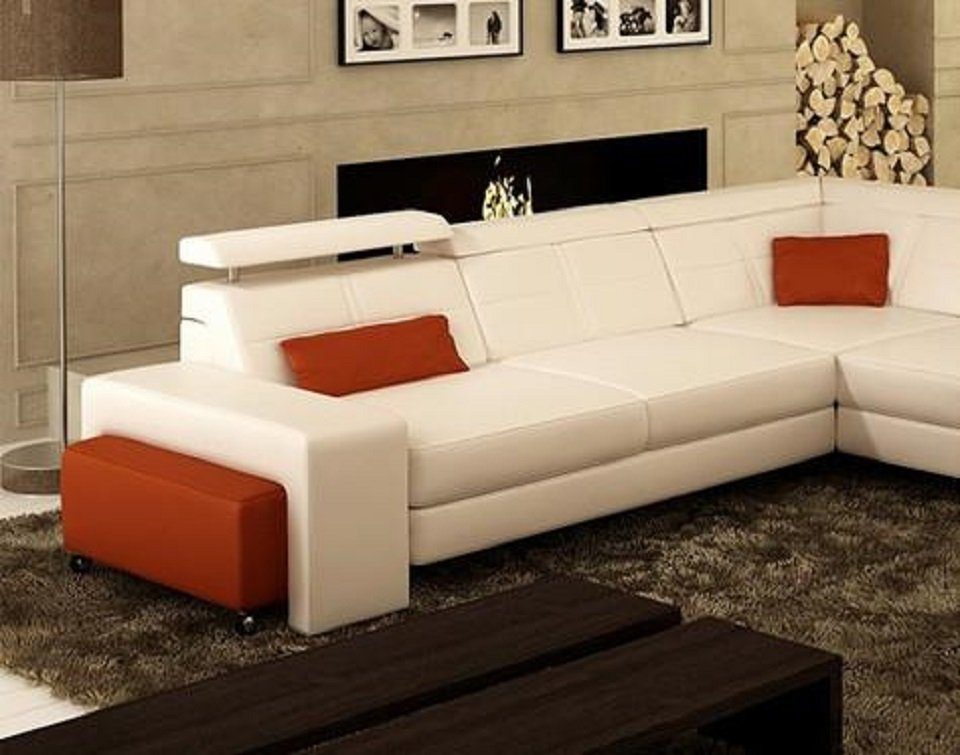 Europe Couch Designer Ecksofa Made Polster Ecksofa U-Form Garnitur, Weiß/Orange JVmoebel Wohnlandschaft in