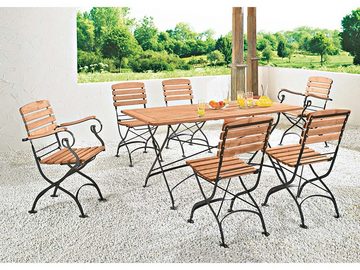 memo Garten-Essgruppe Maja, (Spar-Set, 5-tlg., Tisch (120 x 80 m), 4 Stühle mit Armlehnen), Made in Europe