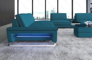 Sofa Dreams Wohnlandschaft Stoff Sofa Polster Couch Bari XXL U Form Polstersofa, Mikrofaser, mit LED, Stauraum, USB_Anschluss, Designersofa
