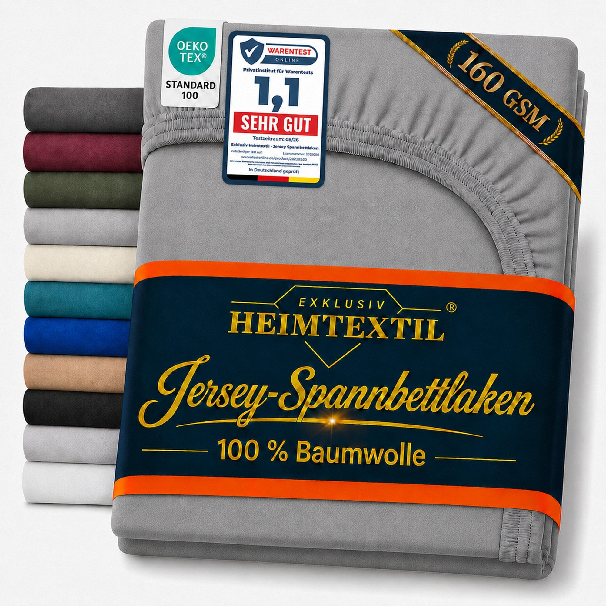 EXKLUSIV HEIMTEXTIL Spannbettlaken Jersey Spannbettlaken Deluxe Marke, Jersey, Gummizug: Rundum, (1 Stück), mit Rundumgummi, 160g/m²