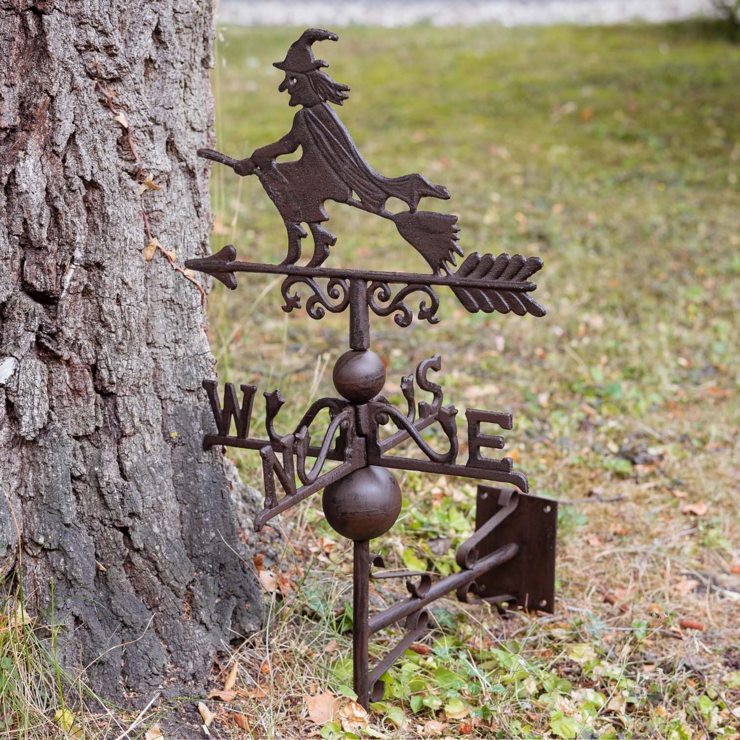 Aubaho Dekoobjekt Nostalgie Wand Wetterhahn Hexe Garten Dekoration Windrad Eisen Wetterf