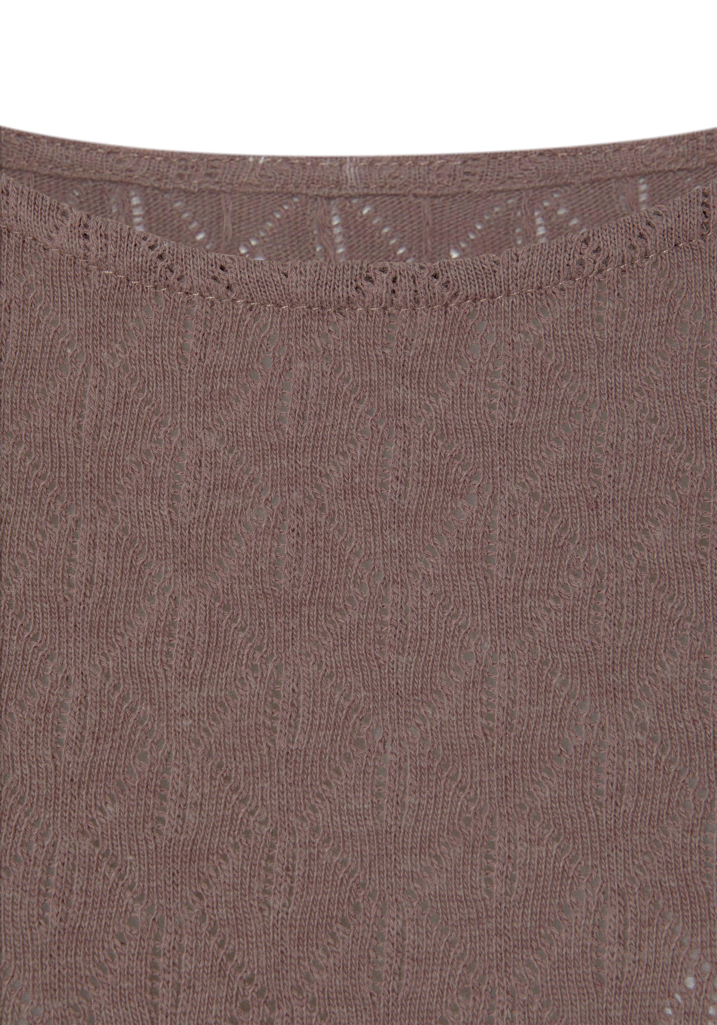 Vivance Langarmshirt mit modischem Ajour-Muster aus weichem Baumwollstrick