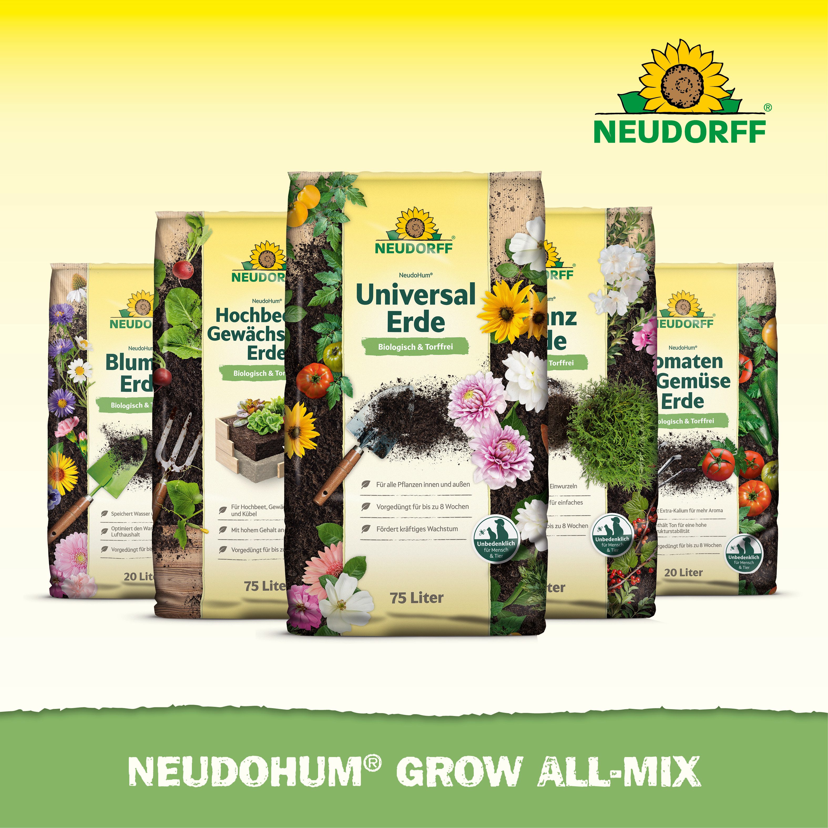 Neudorff Blumenerde NeudoHum Grow Erde All-Mix 20 L, mit Organisch vorgedüngtes Kultursubstrat, (Gebrauchsfertiges Kultursubstrat für Cannabis-Sorten, Organisch – Bild 5 von 5