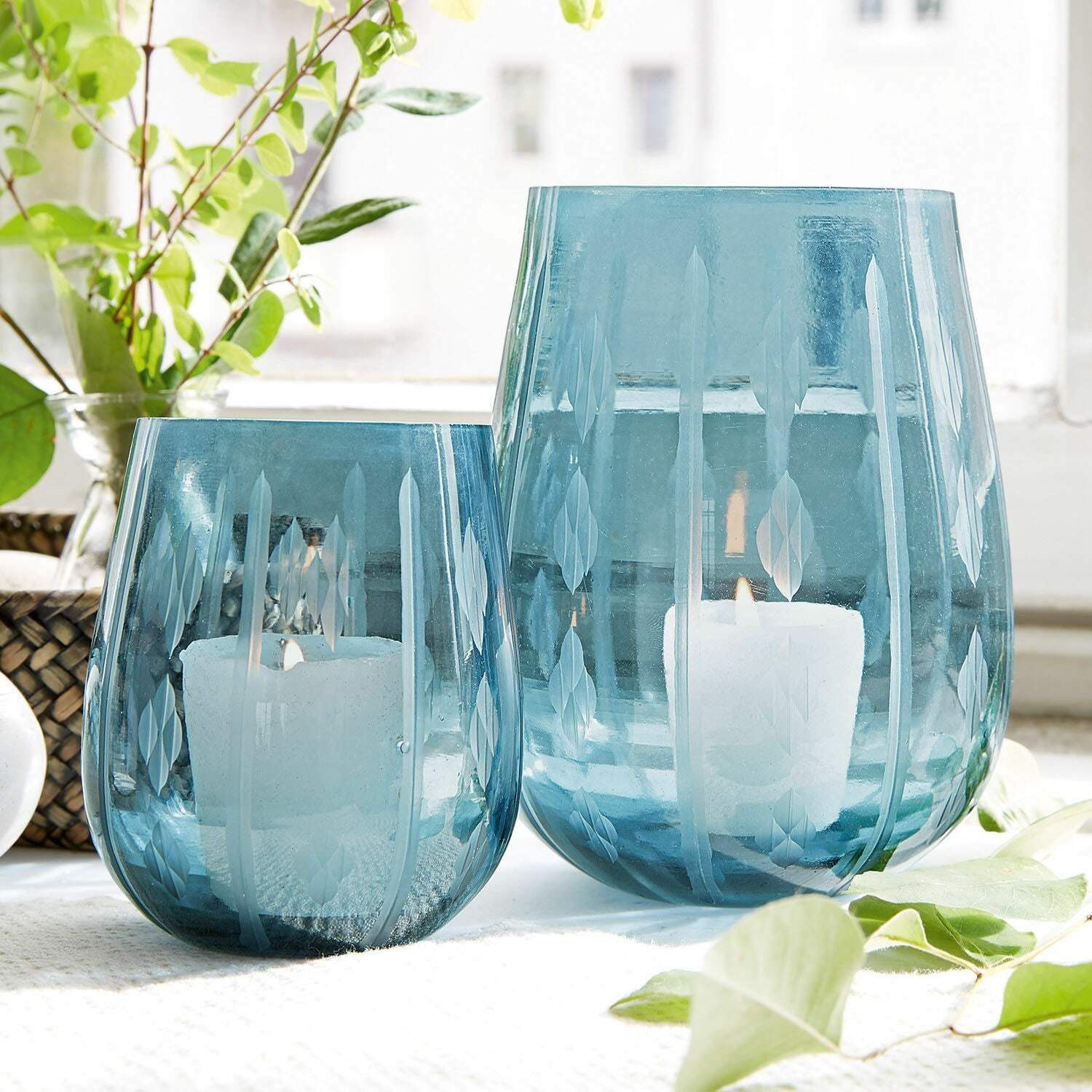 Mirabeau Windlicht Windlicht 2er Set Danisar blau (2er Set, 2er Set)