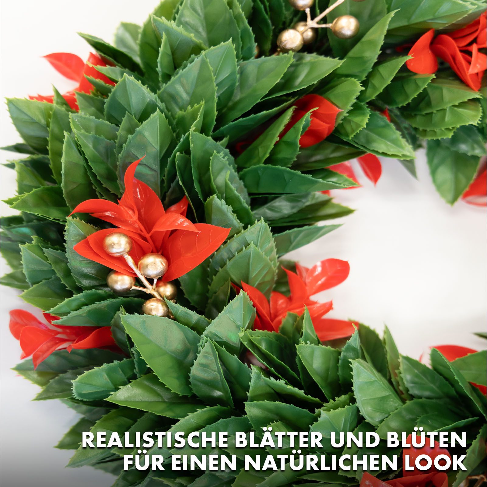 Floordirekt Dekokranz Weihnachtskranz Photinia, Dekorativer Kranz, Lebensechtes Aussehen