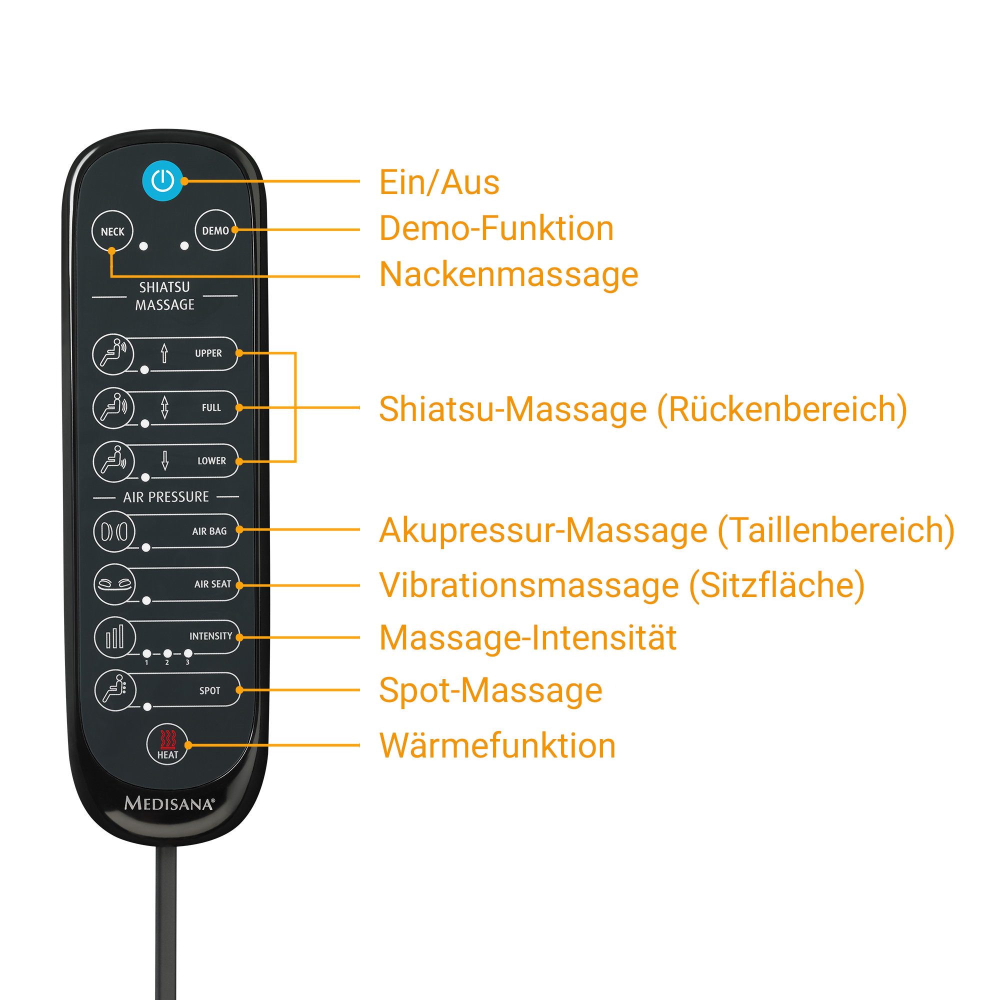 medisana Massagesitzauflage MCG 820, Shiatsu-Massagesitzauflage mit Gel-Massageköpfen und Akupressurmassage – Bild 5 von 5