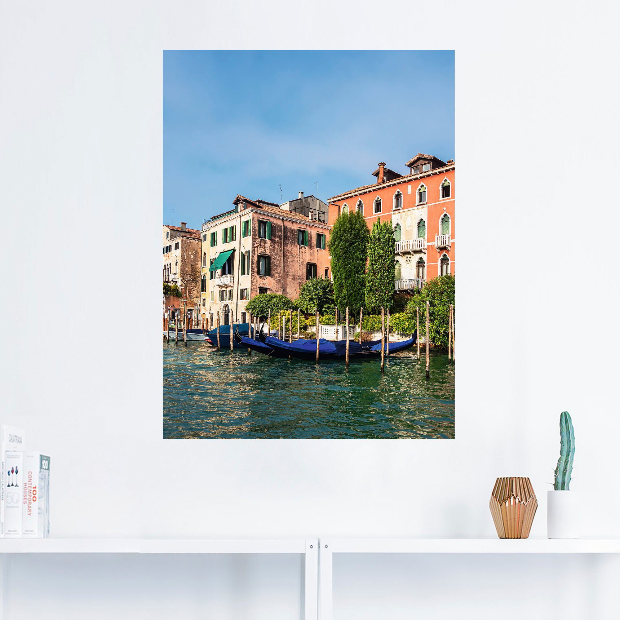 Venedig historische Poster auf Leinwandbild, St), (1 Größen versch. Blick Wandaufkleber Venedig, oder Artland Wandbild Gebäude in Alubild, als