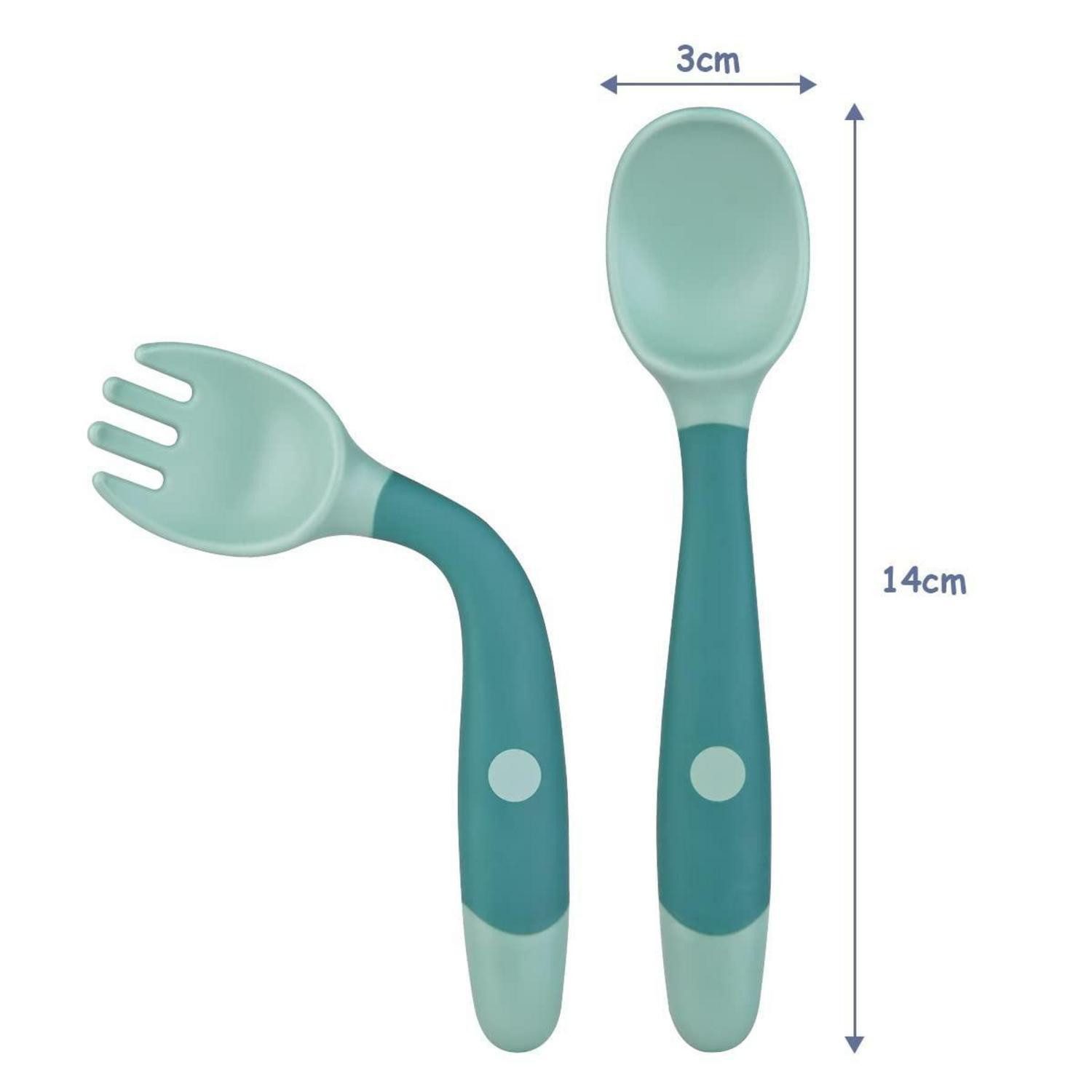 LuxusKollektion Kinderbesteck Babylöffel 2er Set Lernlöffel Fütterlöffel BPAfrei Grün Gelb