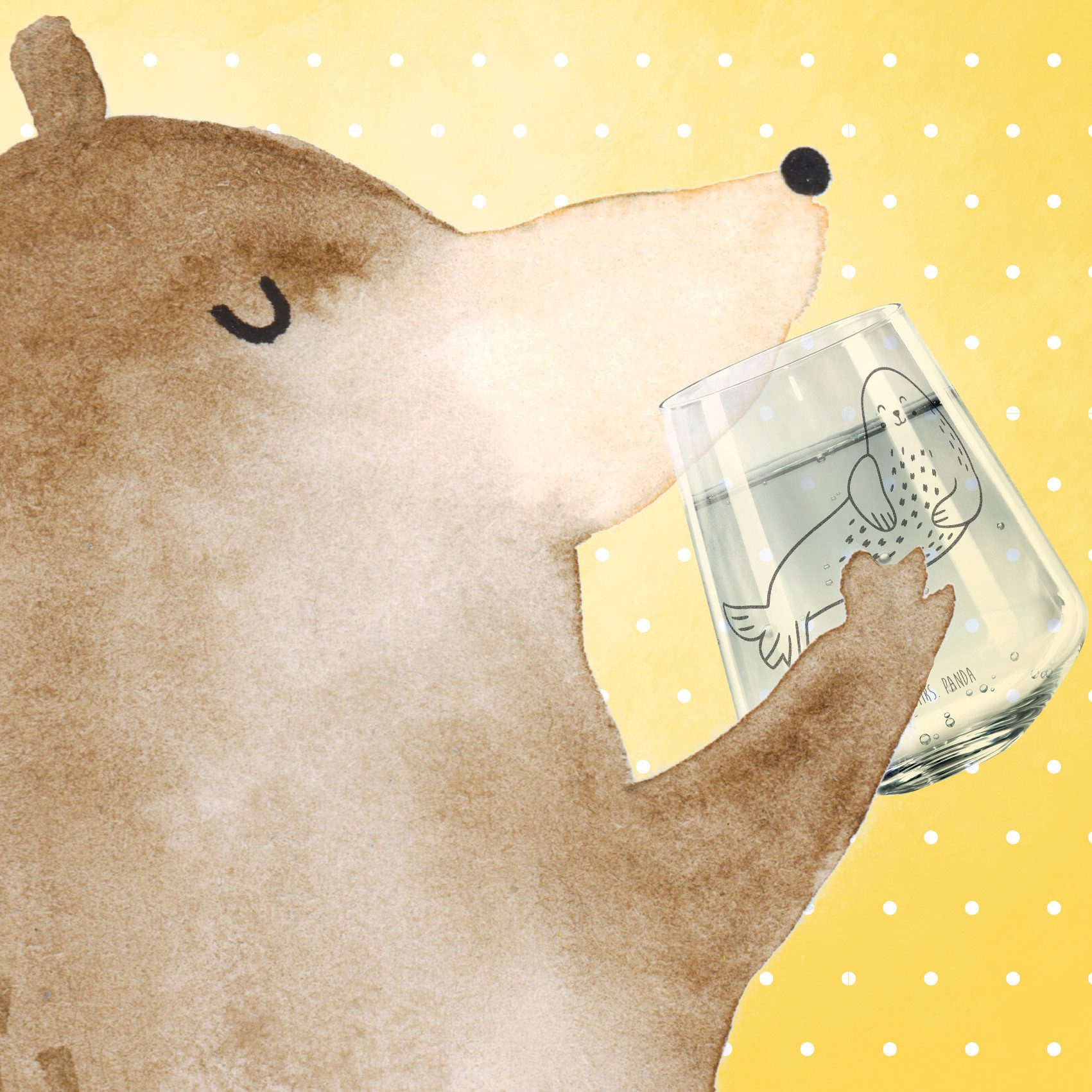 Mr. & Mrs. Panda Glas Robbe Lachen, Trinkglas, Transparent, Lustige Sprüche, Nordsee, Dekog, 1-tlg., Premium Glas