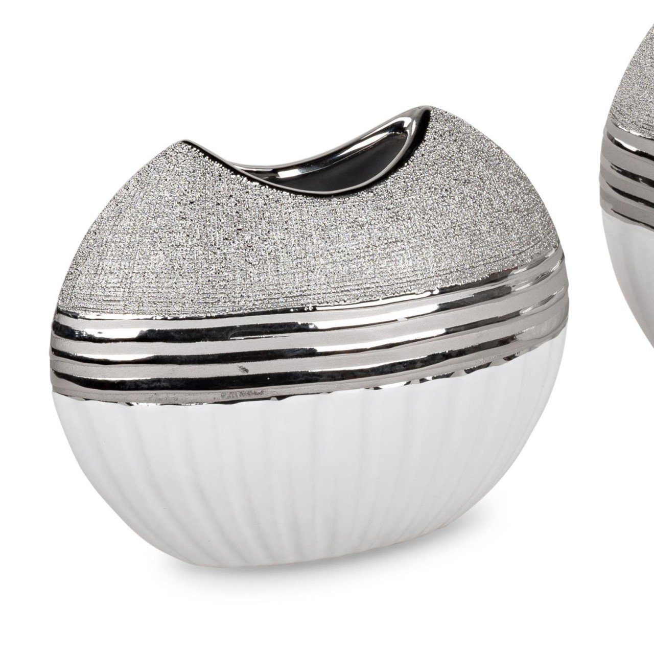 Small-Preis formano Dekovase White Silver, Silber L:20cm B:10cm H:17cm Keramik