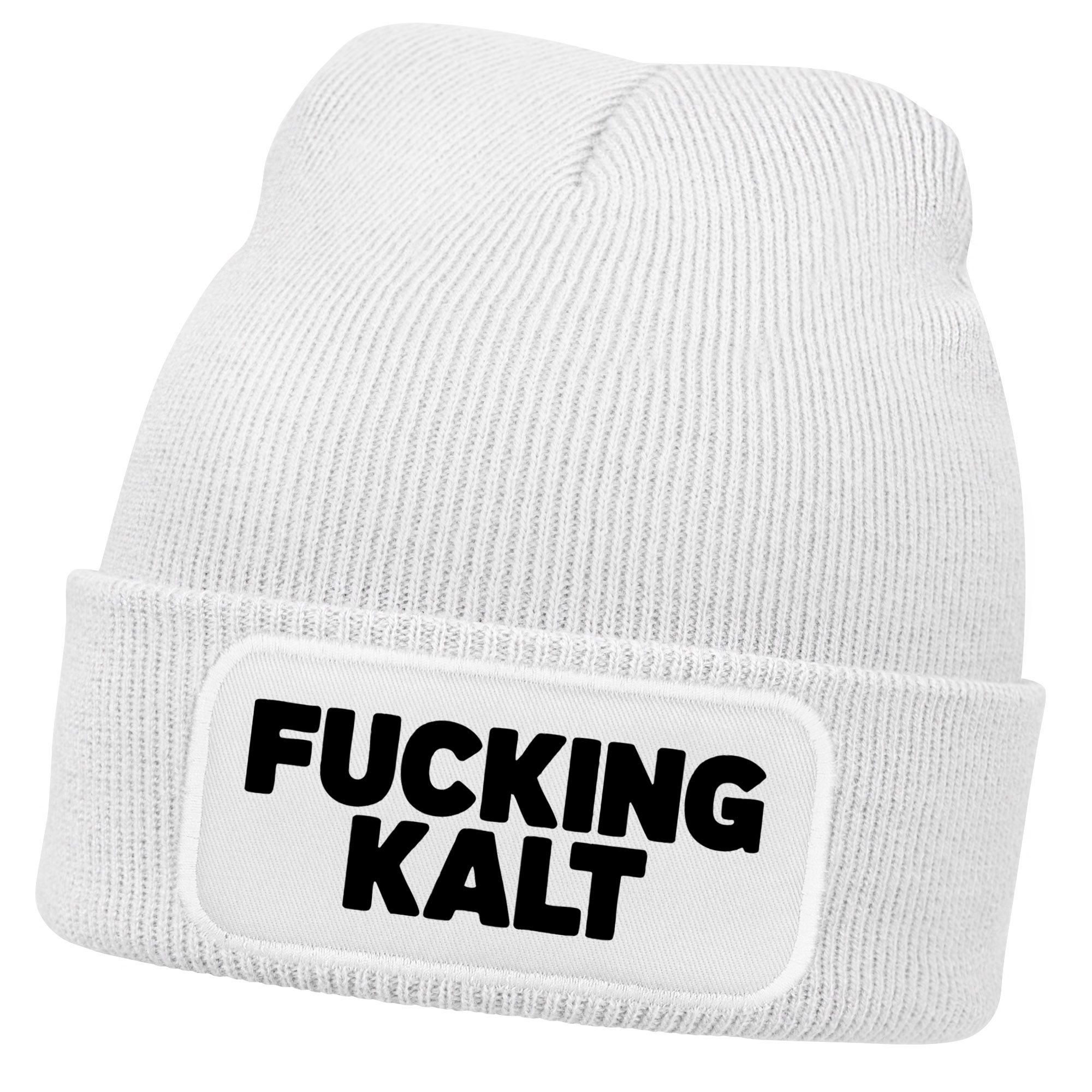 Strickmütze Damen Beanie mit Patch Strickmütze mit Spruch Kalt Wintermütze
