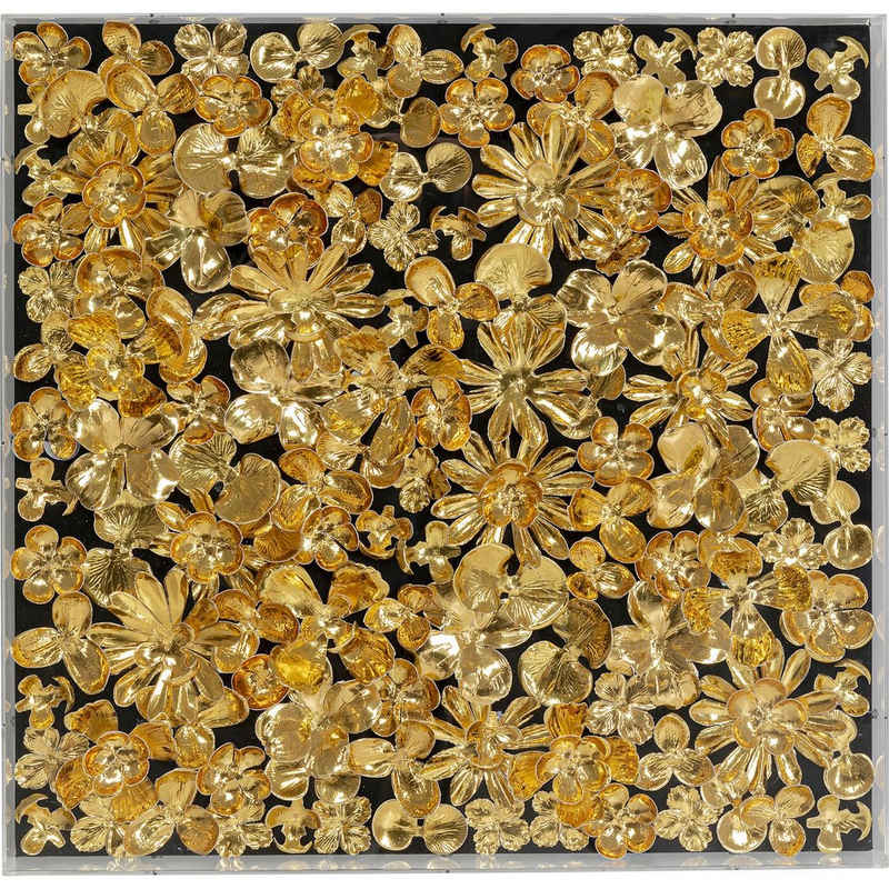 KARE Wanddekoobjekt Deko Rahmen Gold Flower 60x60cm