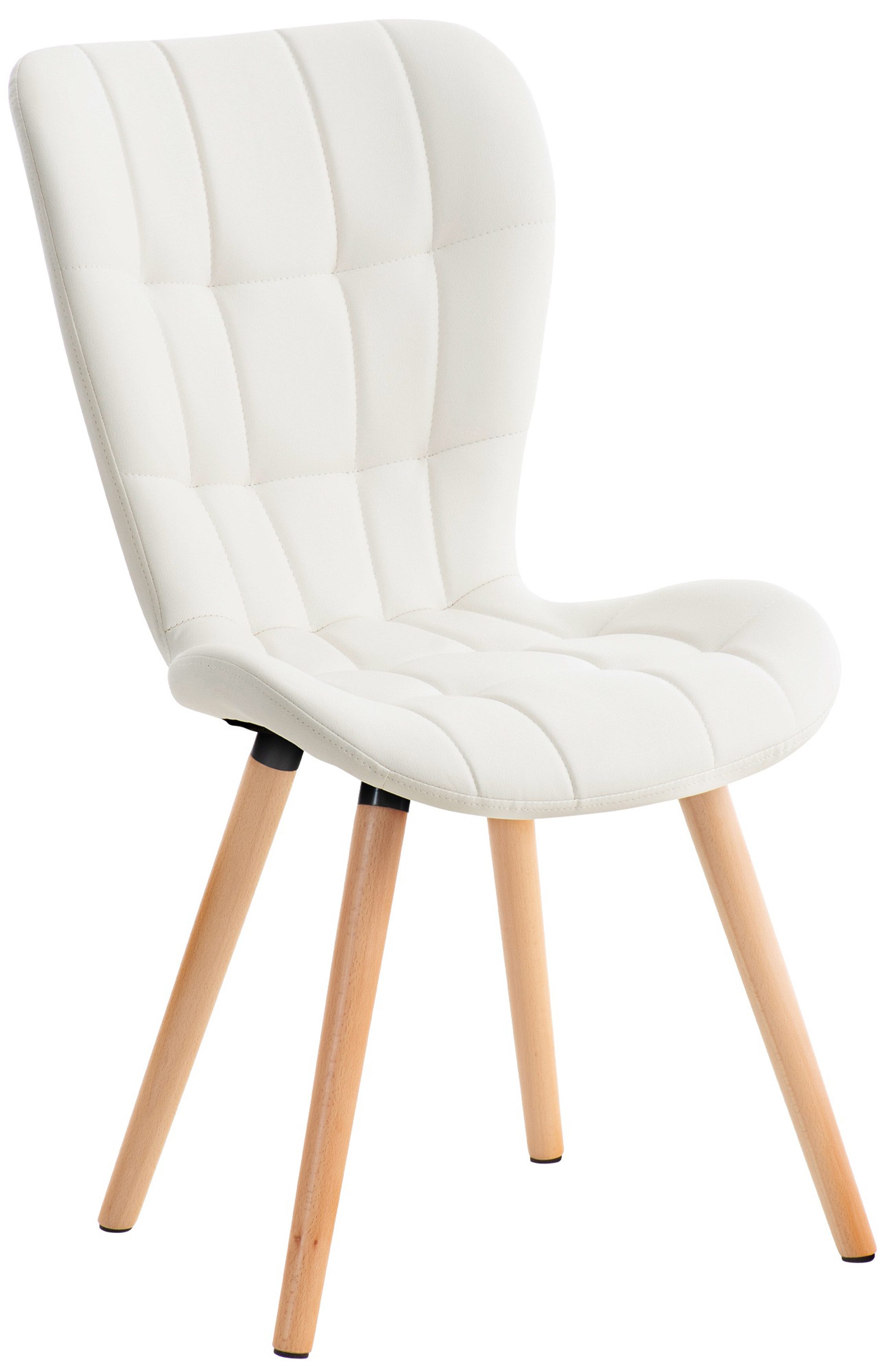 TPFLiving Esszimmerstuhl hochwertiger Besucherstuhl in modernem Design (Küchenstuhl - Esstischstuhl - Wohnzimmerstuhl - Polsterstuhl, 1 St), Gestell: Holz natura - Sitzfläche: Kunstleder weiß