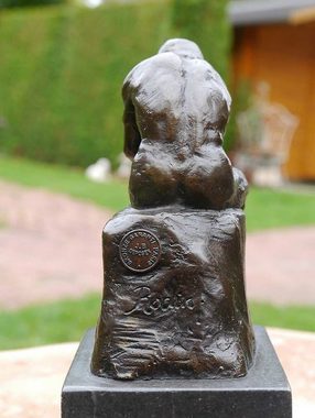AFG Dekoobjekt Denker-Skulptur: Bronze nach Rodin auf Marmorsockel