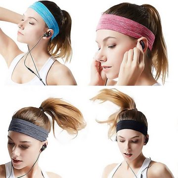 SOTOR Stirnband Sport-Stirnband für Männer und Frauen,4-teiliges elastisches Stirnband (4-St., geeignet für Laufen, Sport, Fitness, Yoga) schweißableitendes Sport-Stirnband, leicht und weich