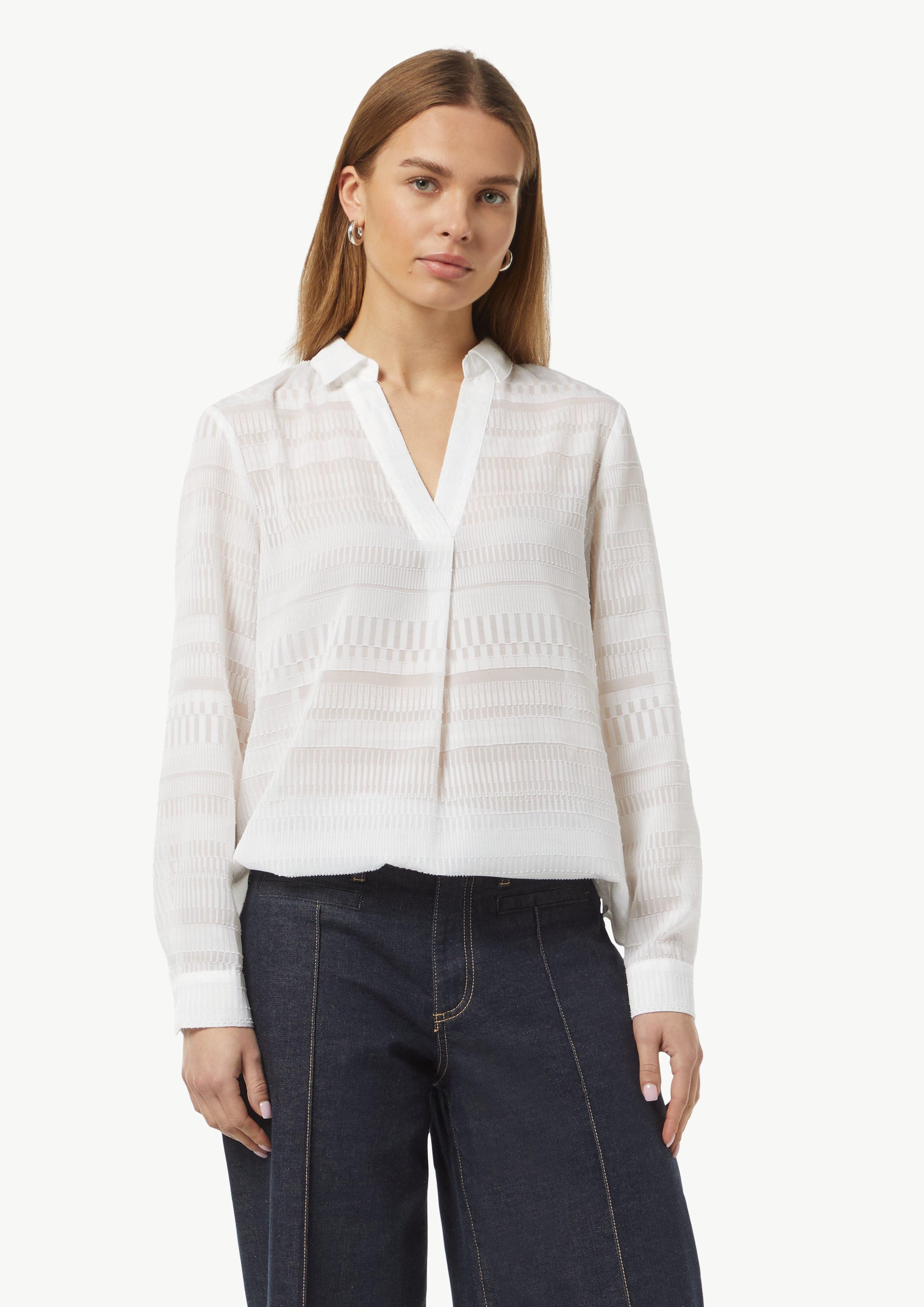 Langarmbluse Oversized Bluse aus transparentem Jacquard