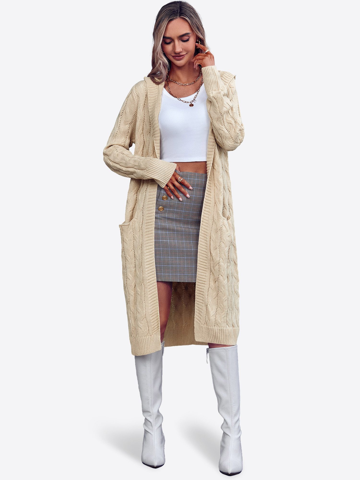 Imily Bela Cardigan Damen Langarm Strickjacke mit Kapuze (Packung, 1-tlg., günstig online kaufen