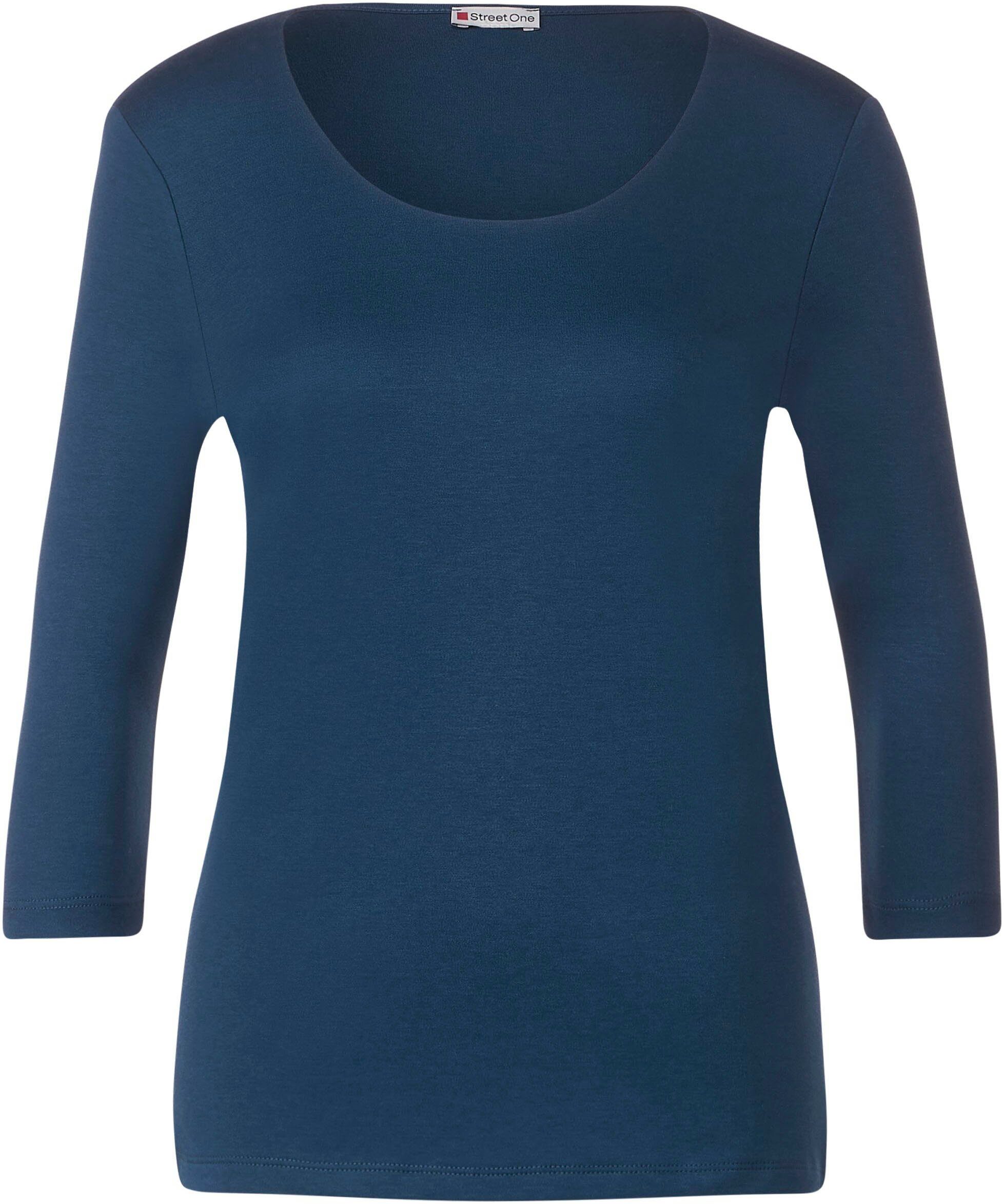 mit Rundhalsshirt Rundhalsausschnitt ONE STREET atlantic blue