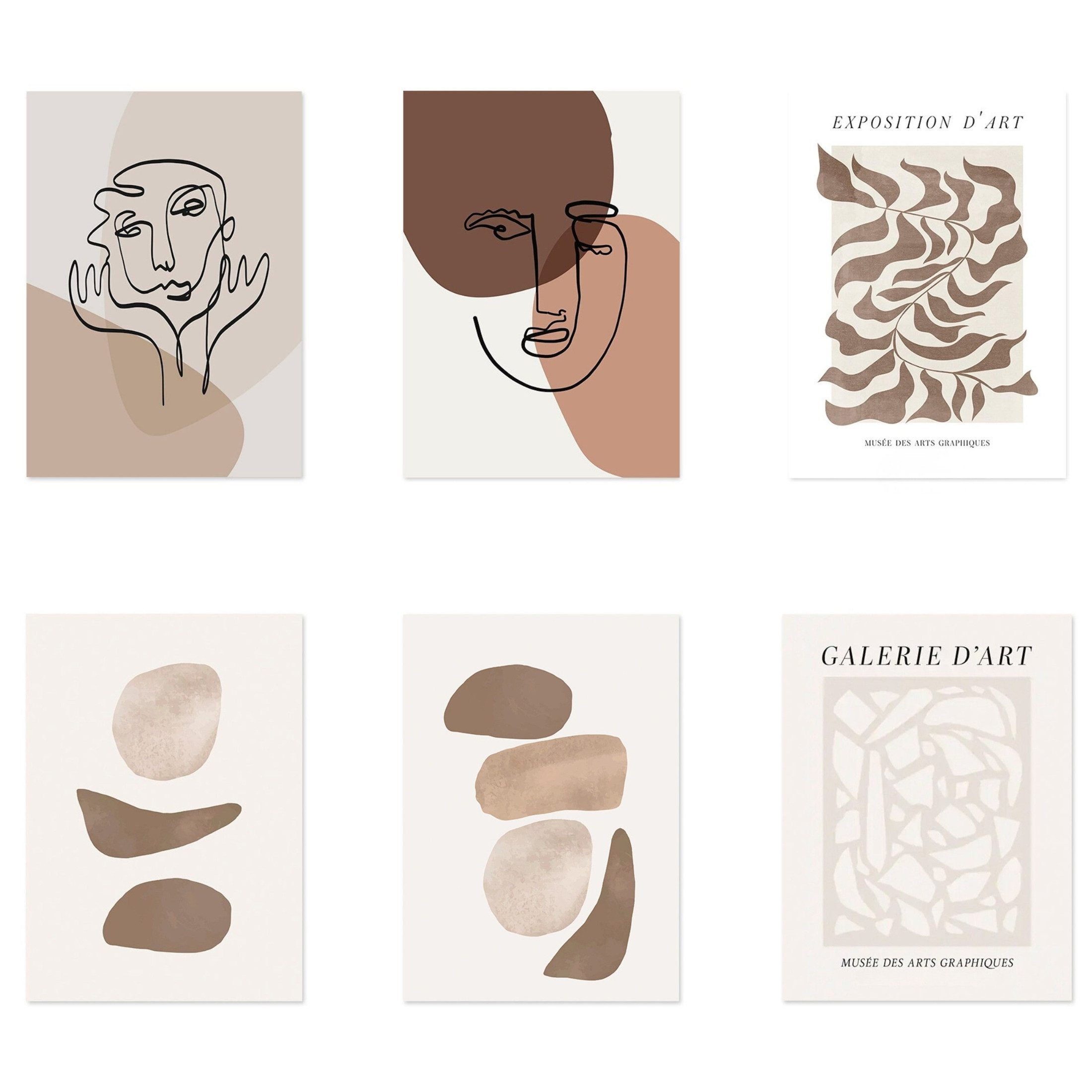 JUSTGOODMOOD Poster Gesichtslinien und Abstrakte Formen als Deko Print ohne Rahmen B 20 x, B (1 St)