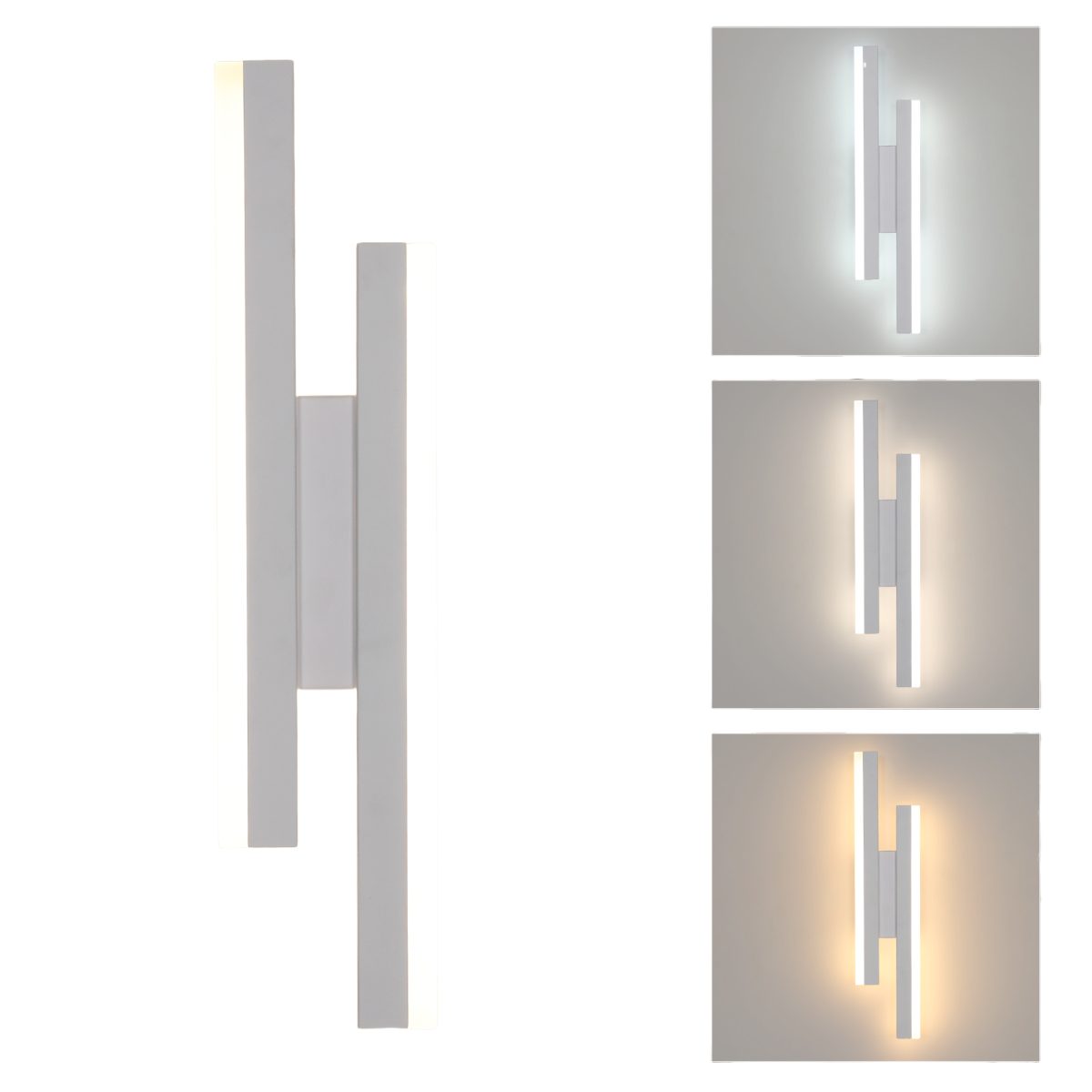 Riserva LED Wandstrahler LED Wandleuchte innen Weiß 16W 3 Lichtfarben Modern 40 cm, LED wechselbar, Energiesparend, kein Flimmern, Augenschutzdesign