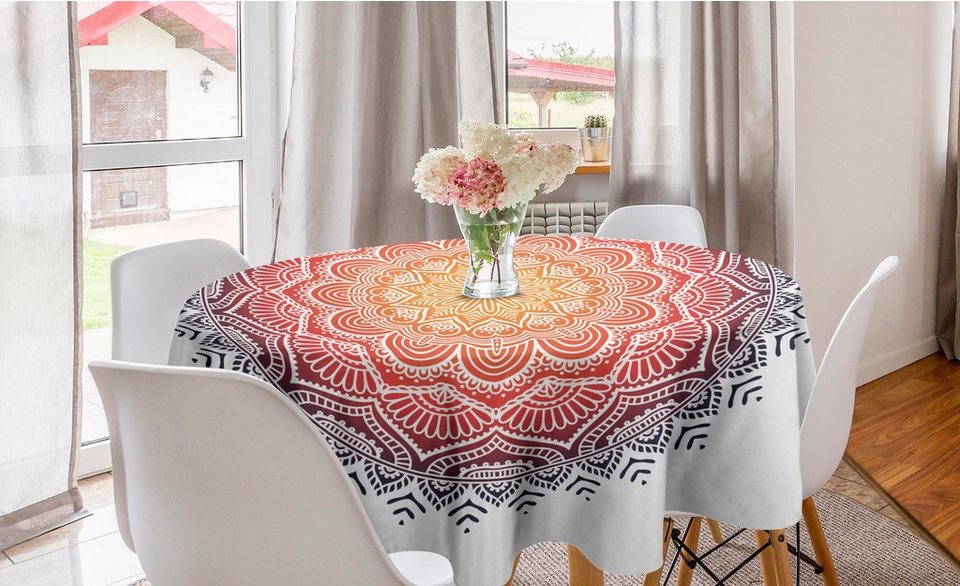 Abakuhaus Tischdecke Kreis Tischdecke Abdeckung für Esszimmer Küche  Dekoration, Geometrisch Mandala Orient Herz