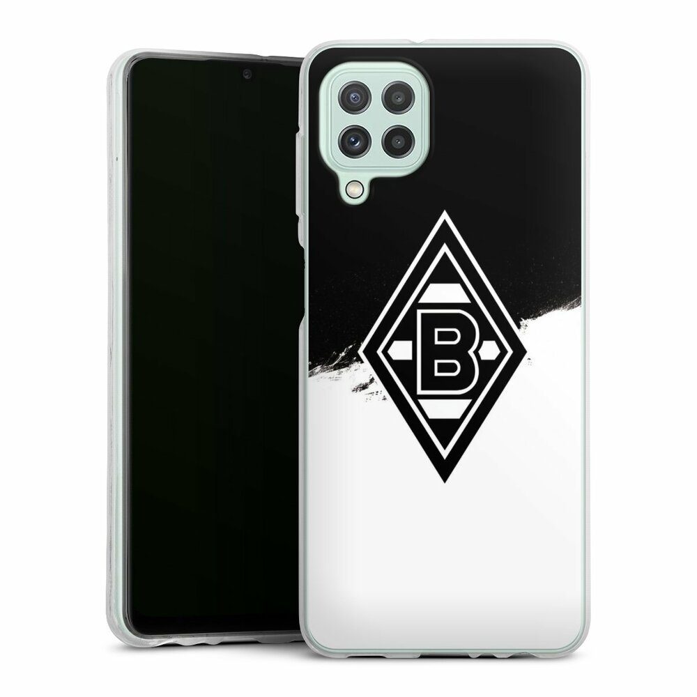 DeinDesign Handyhülle Borussia Mönchengladbach Gladbach Borussia Scratch Schwarz-Weiss, Samsung Galaxy A22 4G Silikon Hülle Bumper Case Handy Schutzhülle