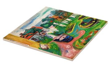 Posterlounge Holzbild Edvard Munch, Garten in Åsgårdstrand, Malerei
