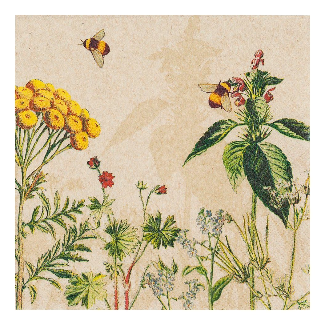 HOME FASHION Papierserviette Wild Flowers, (20 St), 20 Stück