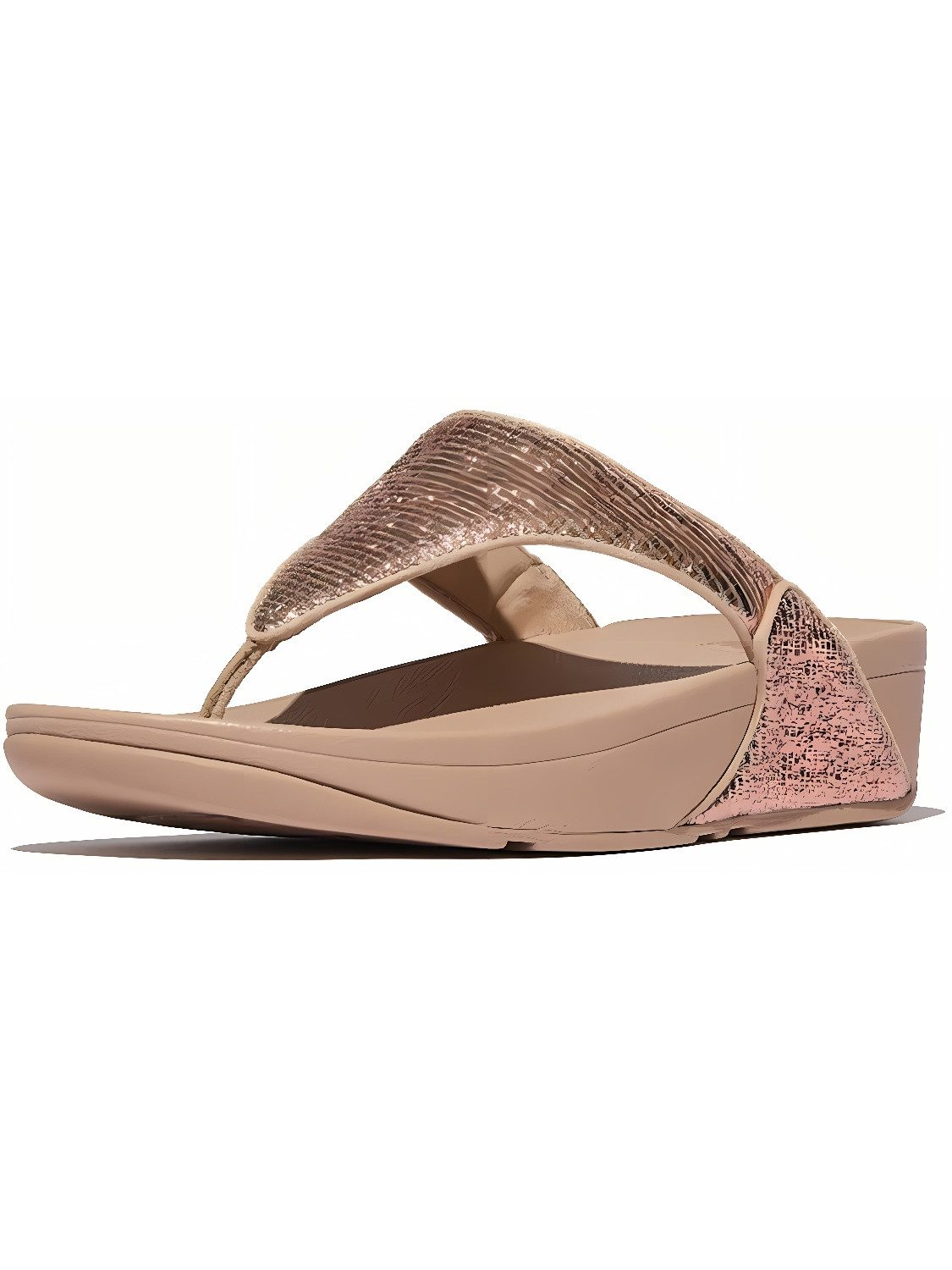Lulu Crinkled-Shimmer Toe-Post Sandals Sandale