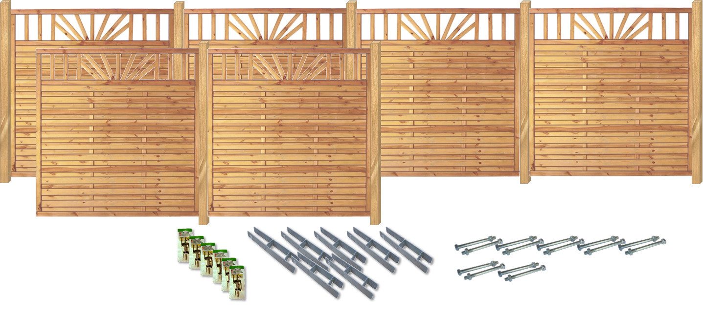 KONIFERA Sichtschutzelement FRISCO, (Komplettset inkl. Zubehör), sonniges Design, verschiedene Длинаn