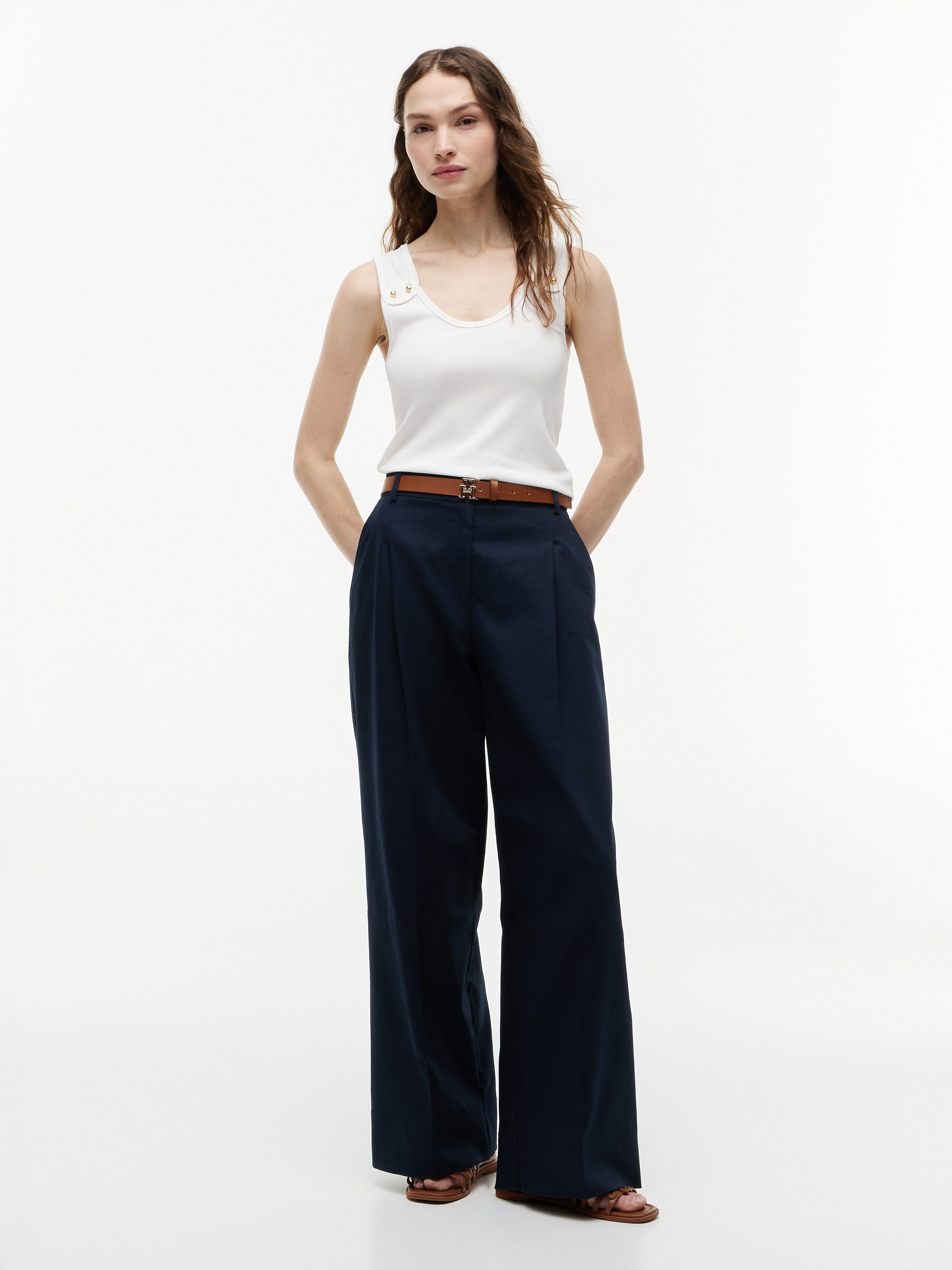Tommy Hilfiger Tanktop GOLD BUTTON U-NK TANK Viskosemischung, goldfarbene Knöpfe – Bild 4 von 5