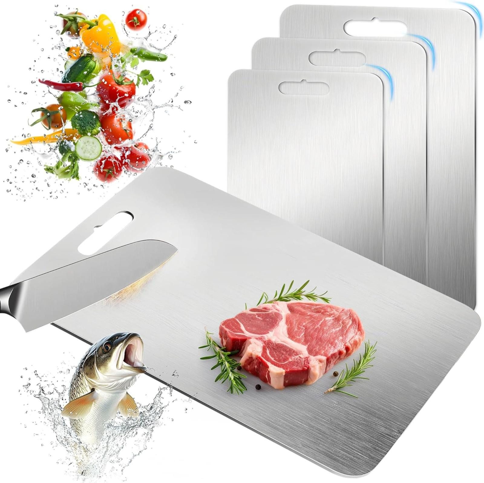 FELIXLEO Schneidebrett BOYUNSHI 3 Stück Titan Schneidebrett, Edelstahl Titanium Cutting, (1-St)