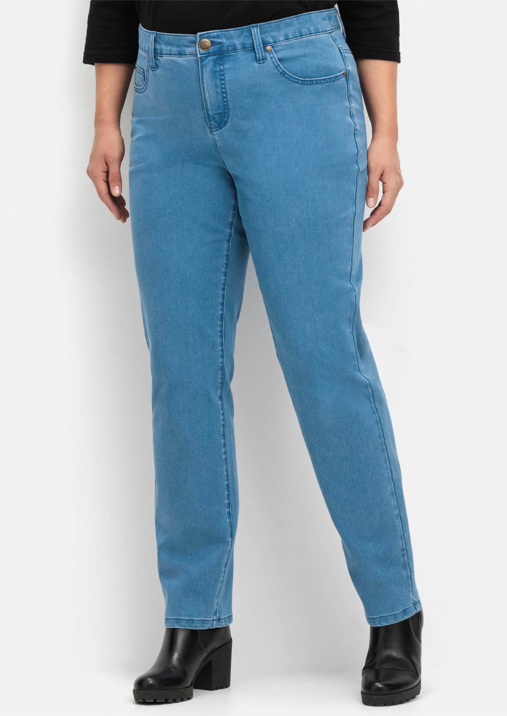 Sheego Bequeme Jeans Stretch-Jeans im 5-Pocket-Stil – Bild 3 von 5