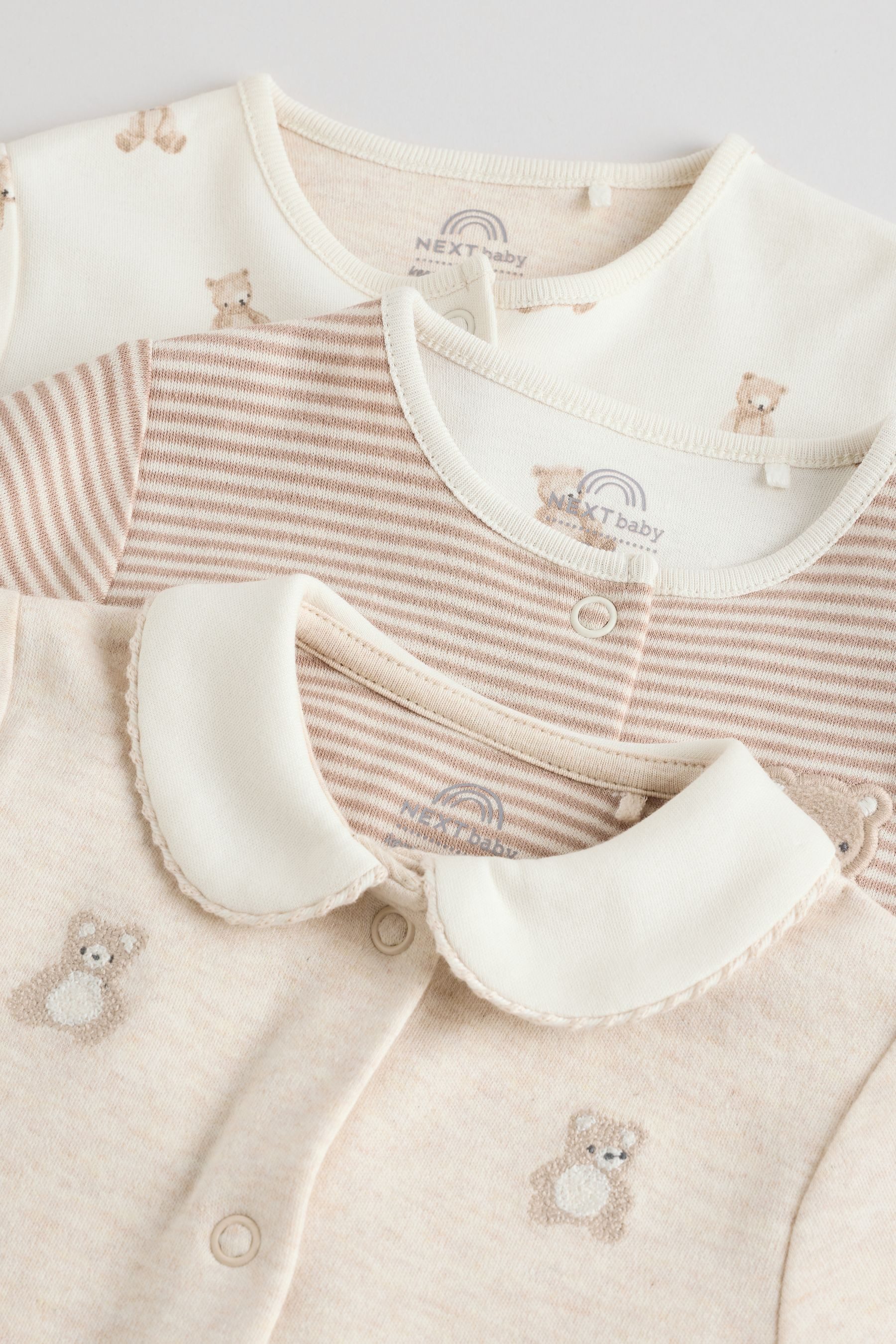 Next Schlafoverall Bestickte Baby-Schlafanzüge, 3er-Pack (3-tlg)