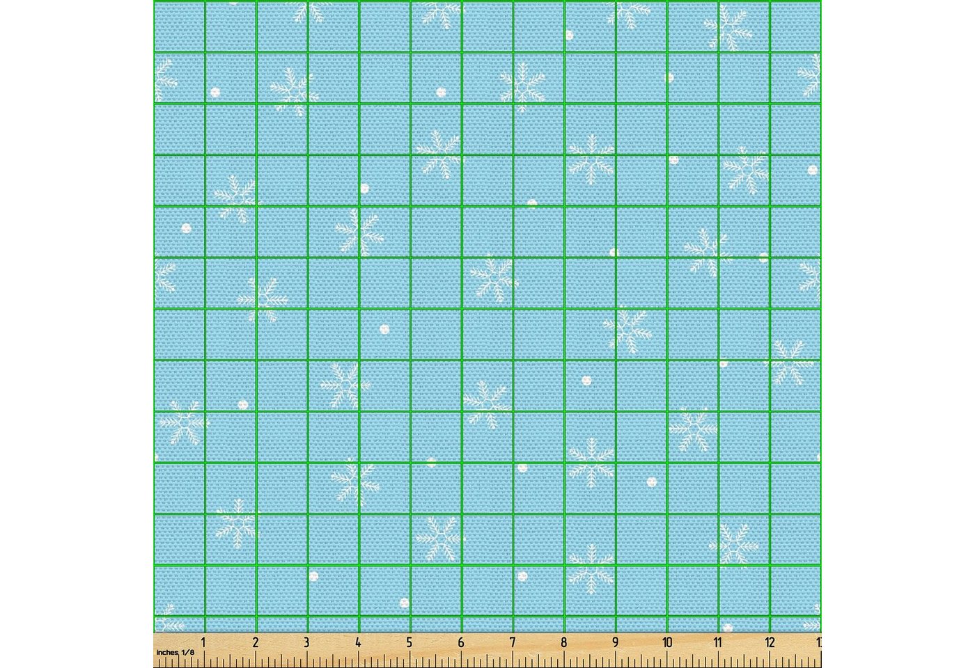 Thumbnail - Abakuhaus Stoff Schön Gewebten Stoff für Polster und Wohnaccessoires, Winter Weicher Schneefall auf Blau