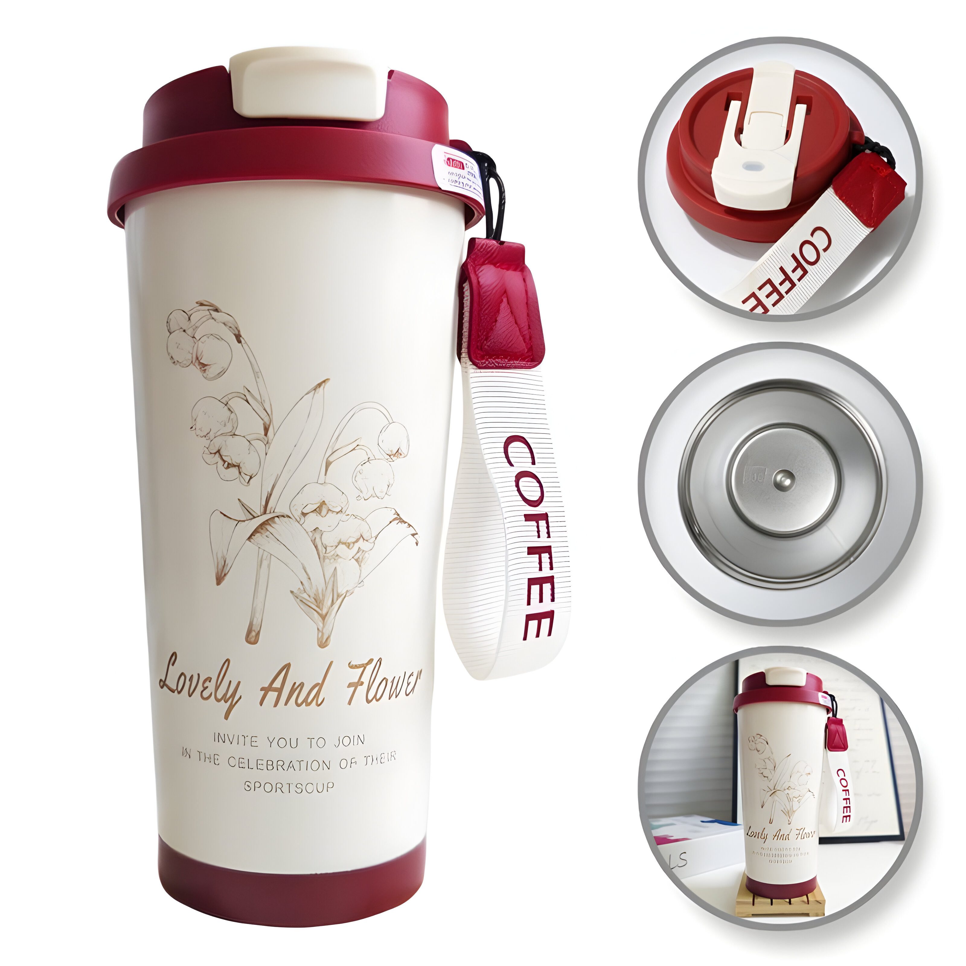 WS-Trend Coffee-to-go-Becher Lovely and Flower Kaffeebecher Becher To-Go 550 ml