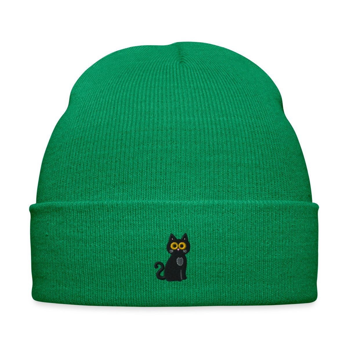 Beanie Schwarze Katze Bestickt Bestickte Wintermütze