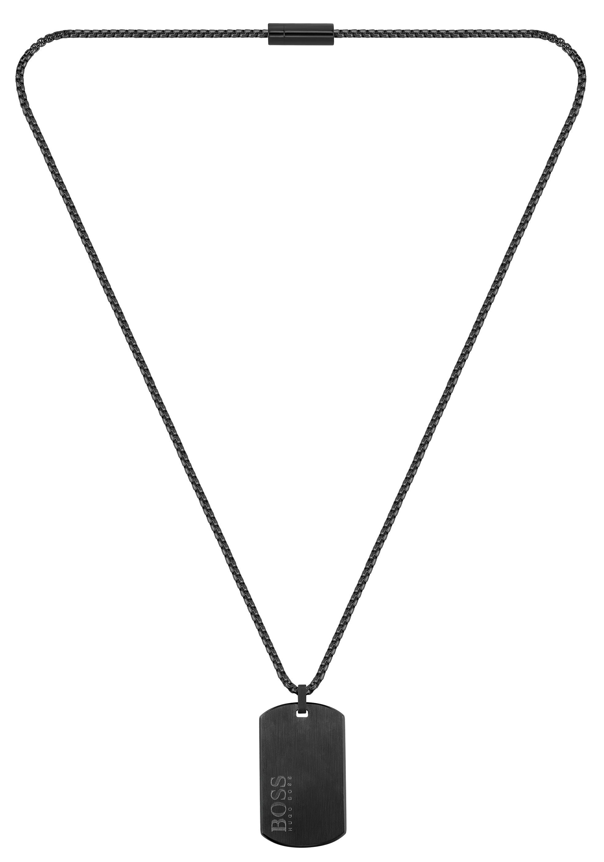BOSS Kette mit Anhänger Schmuck Edelstahl Halsschmuck Venezianerkette ID, mit Zirkonia (synth)